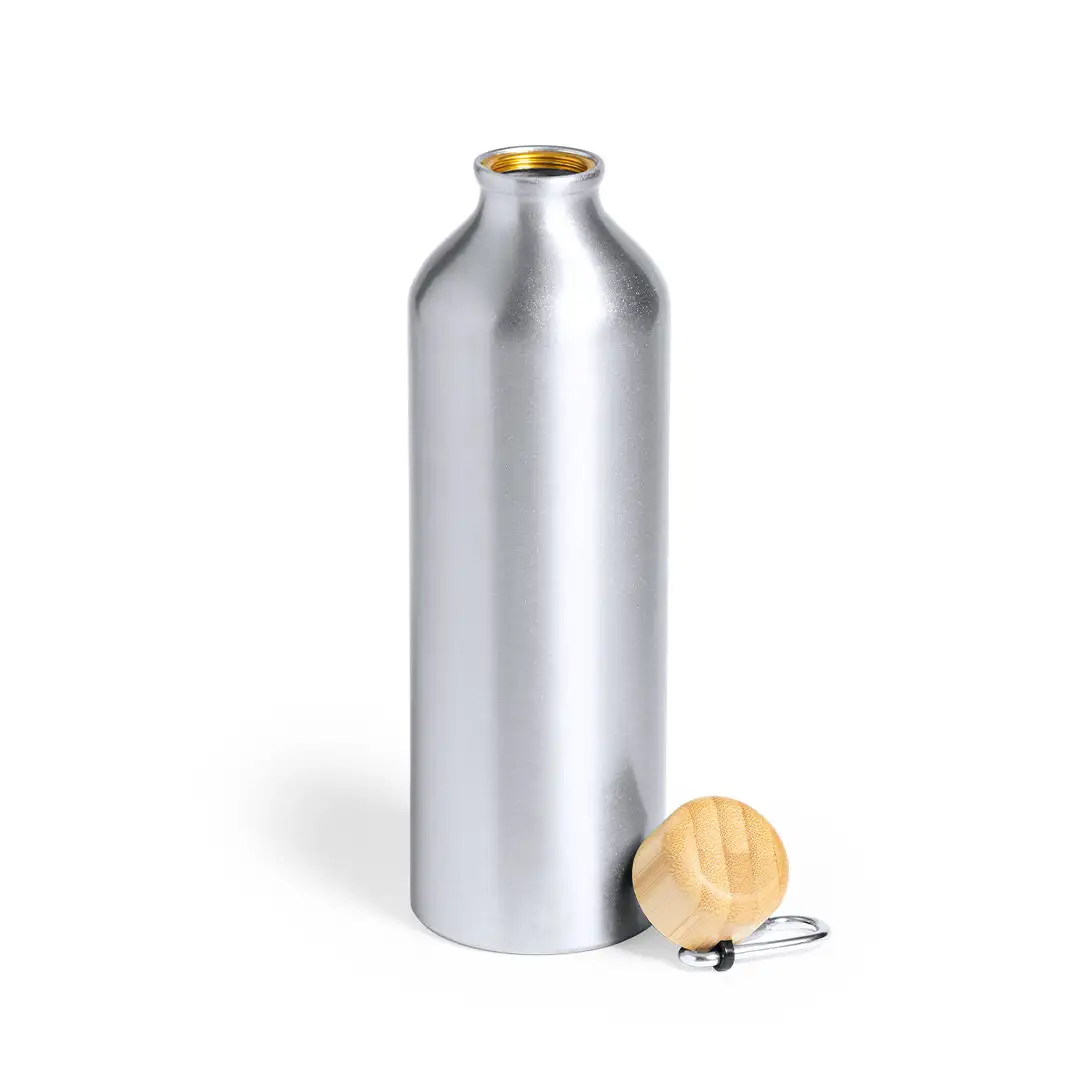  Bidón aluminio 800 ml con tapón bambú