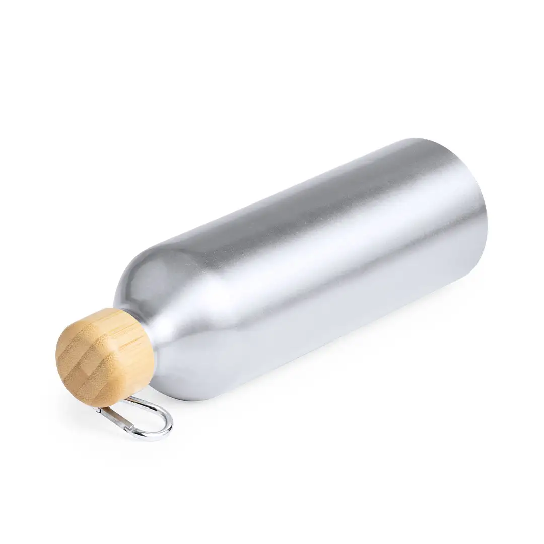  Bidón aluminio 800 ml con tapón bambú