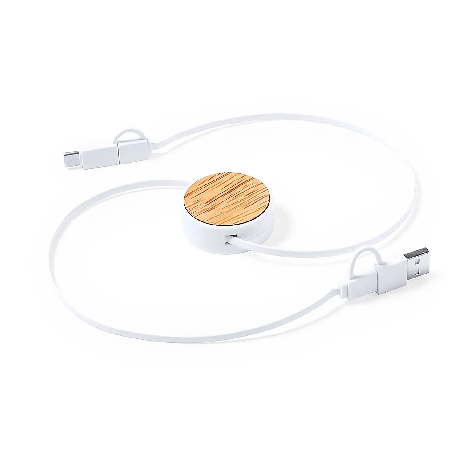Cable Cargador nature de coco ,datos. Cable Extensible. Conexión Micro USB, Tipo C y Lightning 9V DC 2.1A