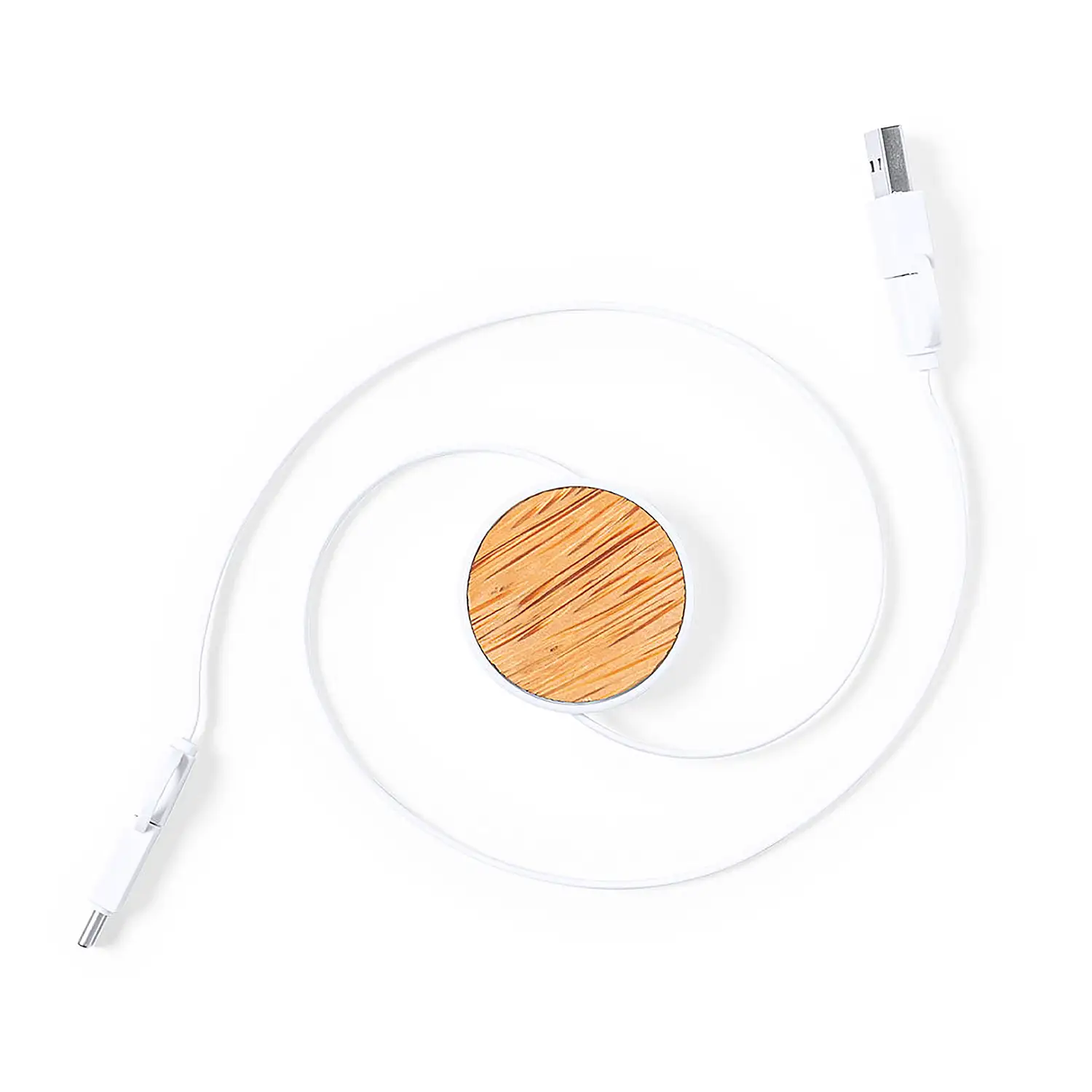 Cable Cargador nature de coco ,datos. Cable Extensible. Conexión Micro USB, Tipo C y Lightning 9V DC 2.1A