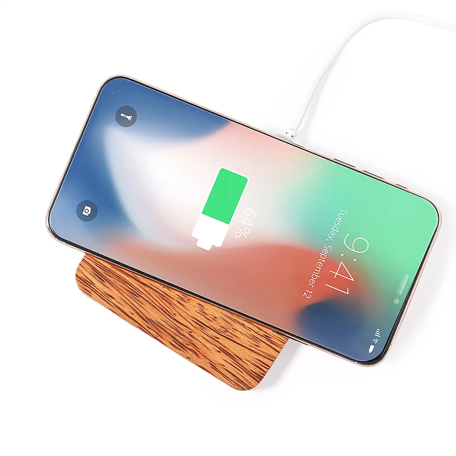 Cargador Inalámbrico nature de coco 10W. 2 Salidas USB