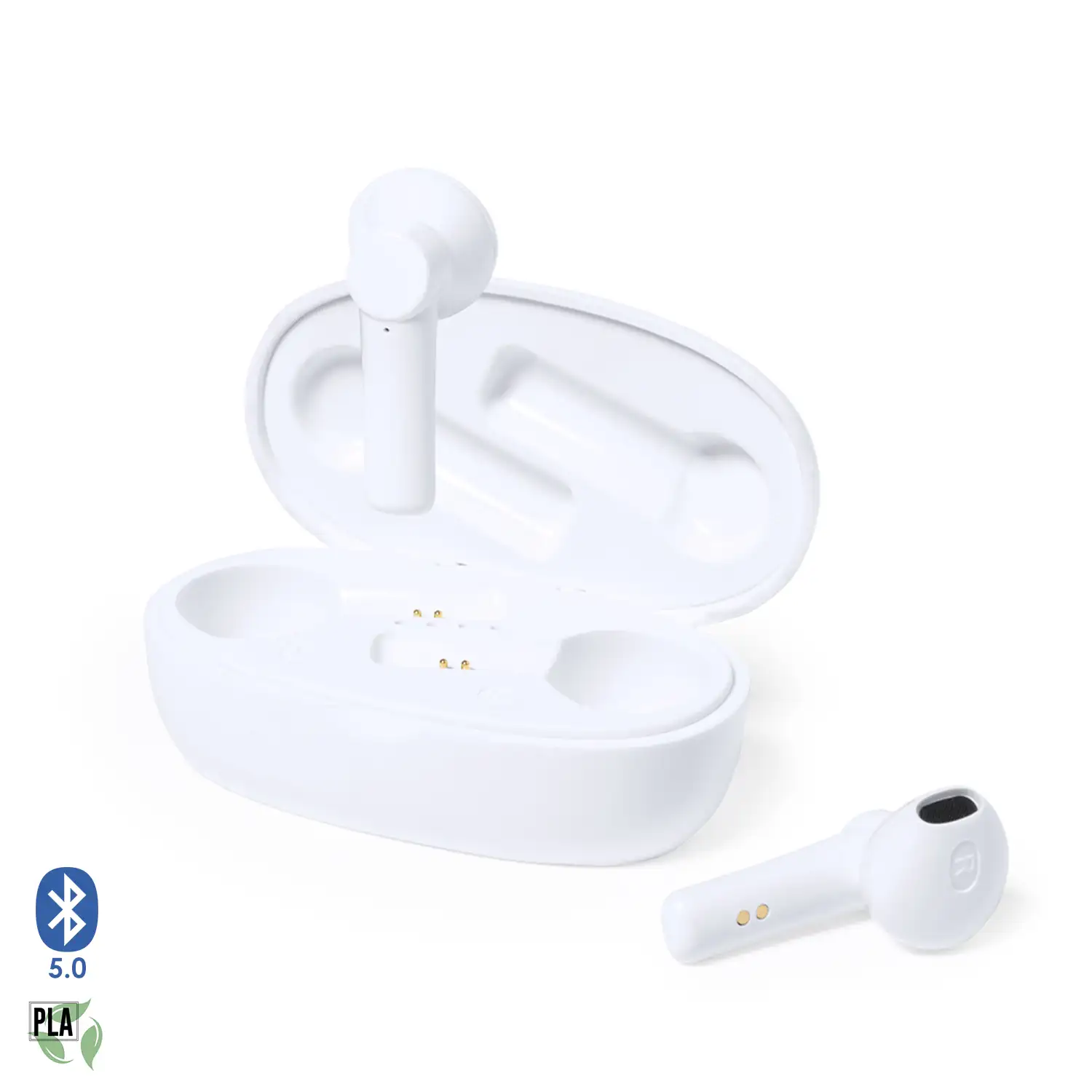 Auriculares TWS Kermit, Bluetooth 5.0, con base de carga de 250mAh. Materiales de fibras naturales sostenibles.