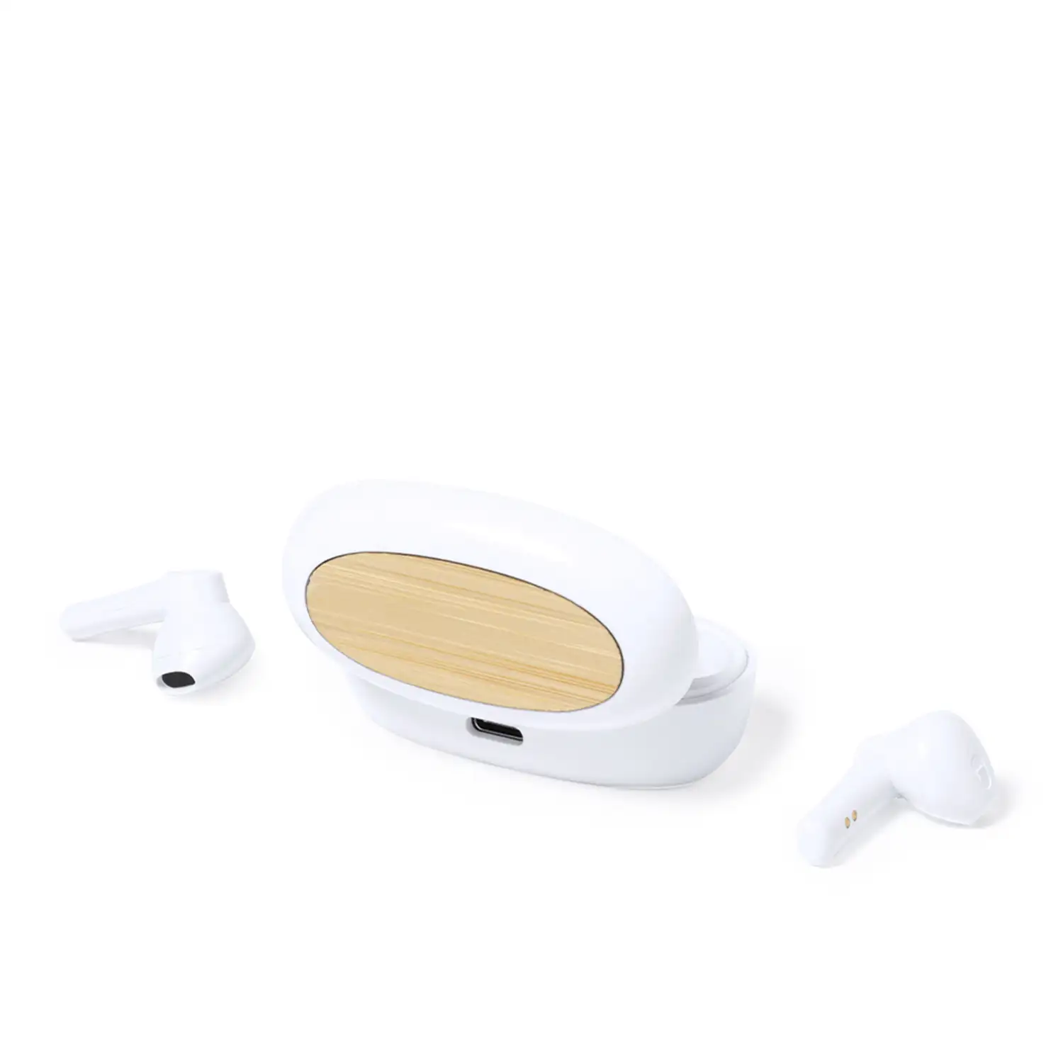 Auriculares TWS Kermit, Bluetooth 5.0, con base de carga de 250mAh. Materiales de fibras naturales sostenibles.