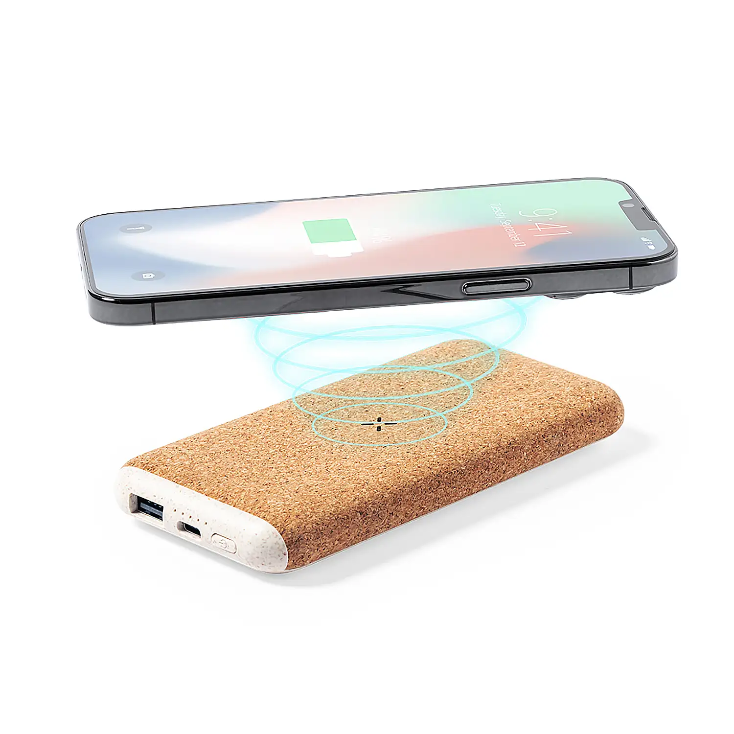 Power Bank nature inalámbrico 15W. 8000 mAh. 1 Salida USB y 1 Tipo C. Entrada Tipo C