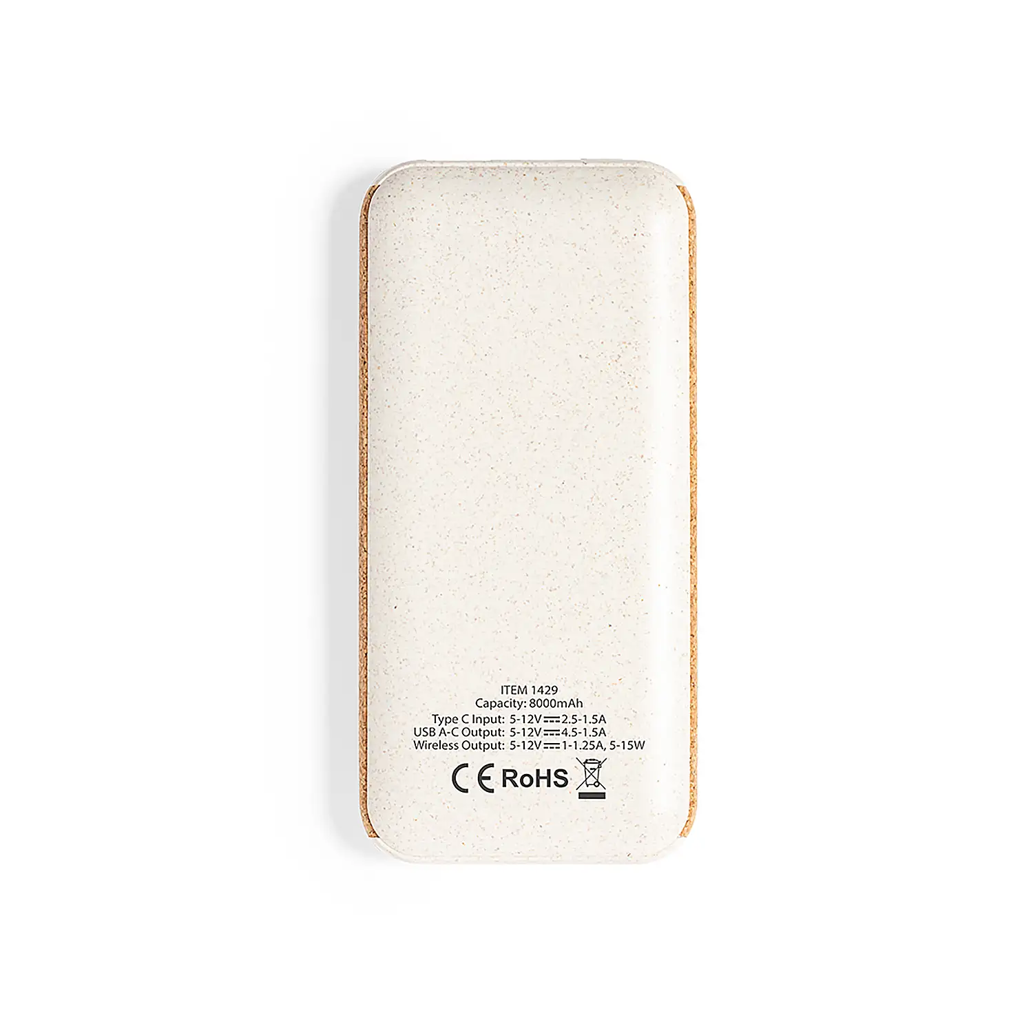 Power Bank nature inalámbrico 15W. 8000 mAh. 1 Salida USB y 1 Tipo C. Entrada Tipo C