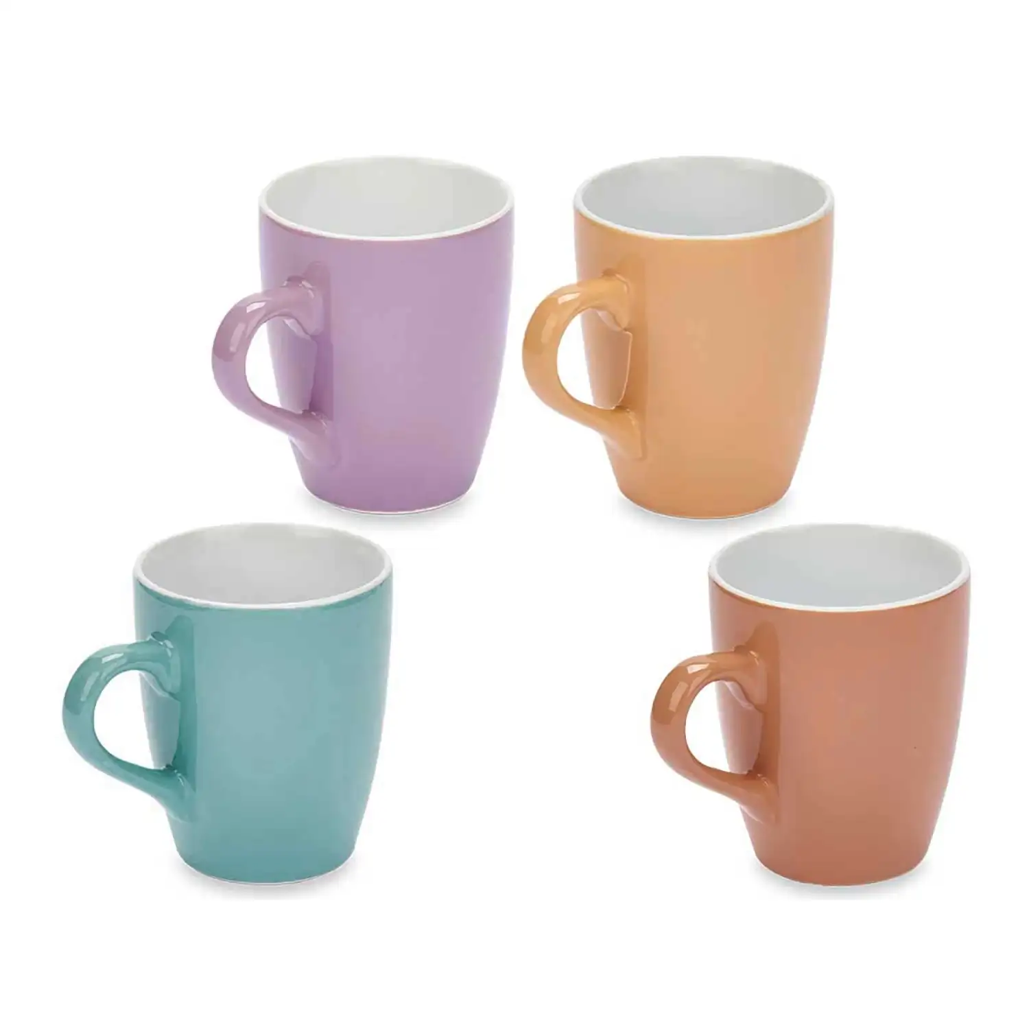 Set de 4 tazas de loza con 360ml de capacidad.