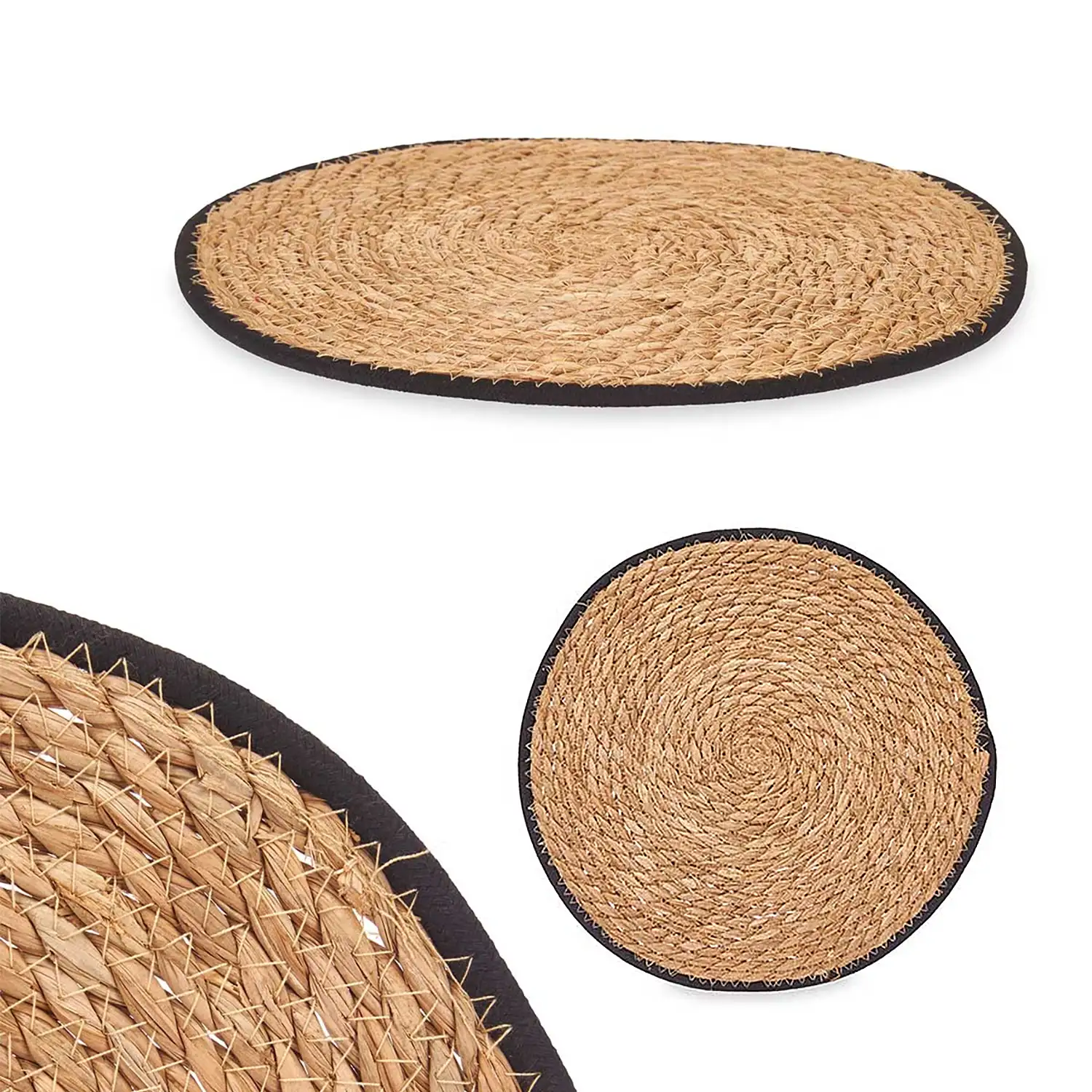 SALVAMANTEL ESPARTO BORDE TELA NEGRO 35CM