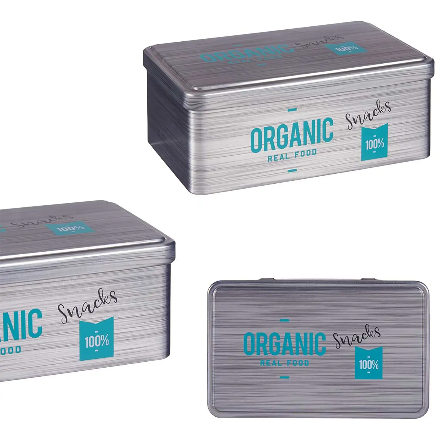BOTE HOJALATA REGTANGULAR ORGANIC SNACKS