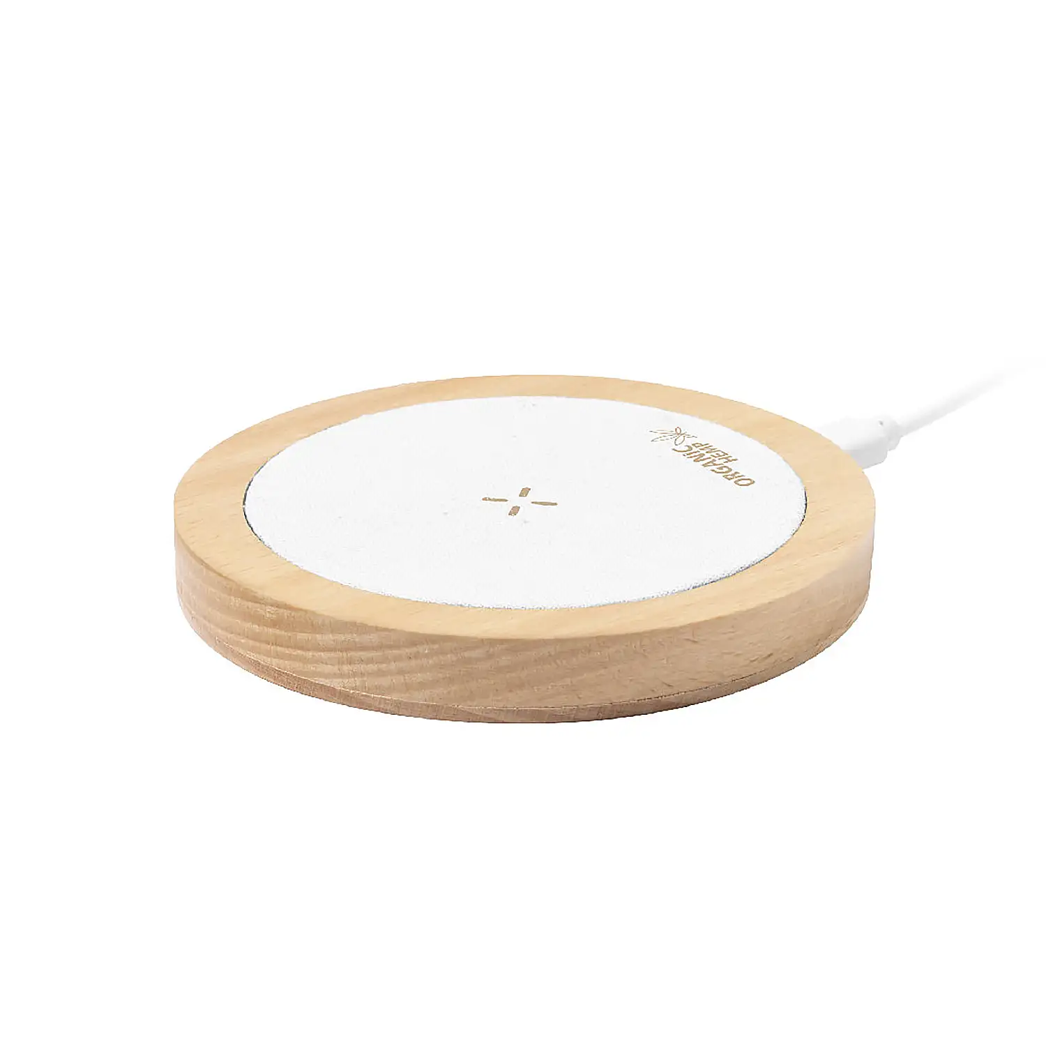 Cargador organic cáñamo y madera. Inalámbrico 15W carga rápida.