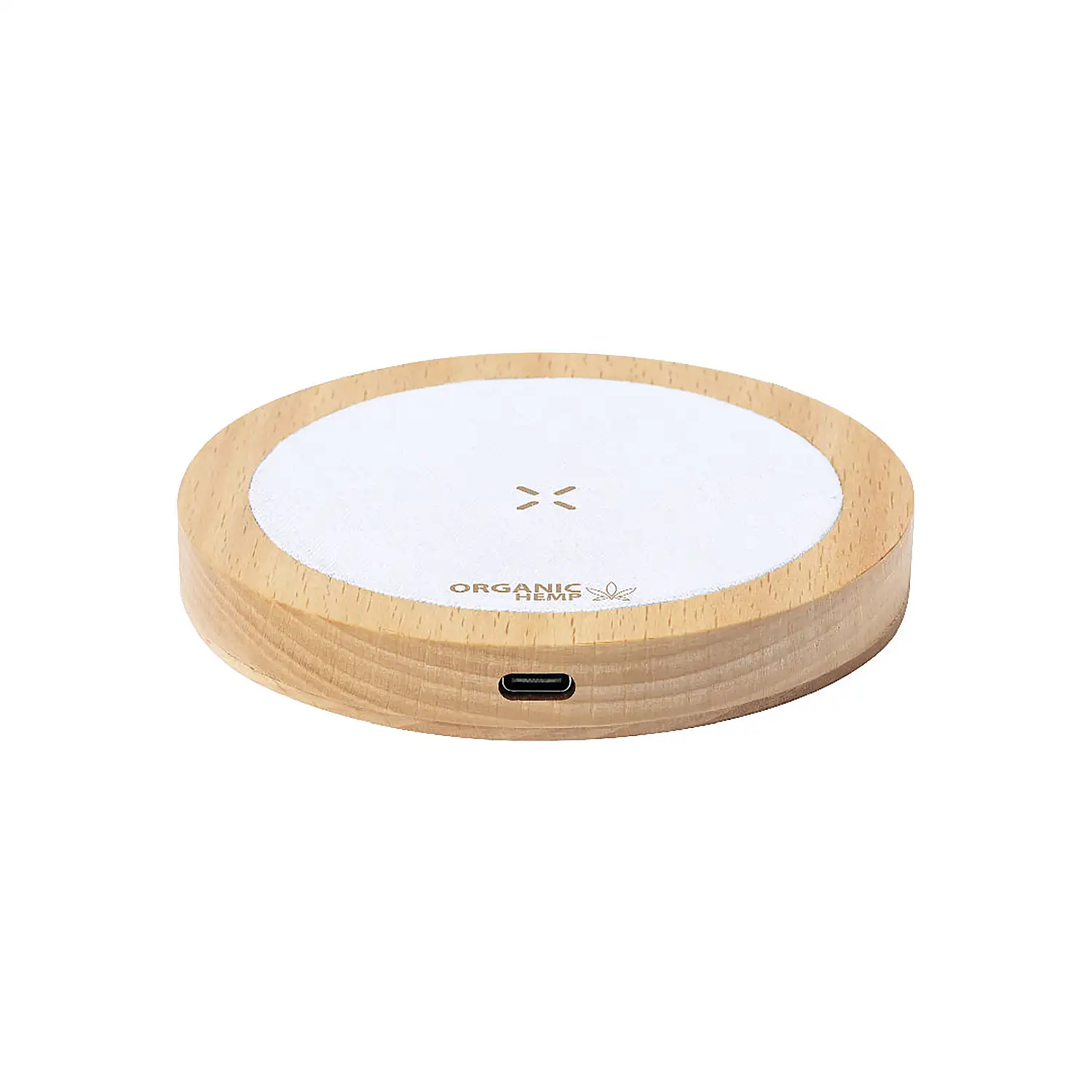 Cargador organic cáñamo y madera. Inalámbrico 15W carga rápida.