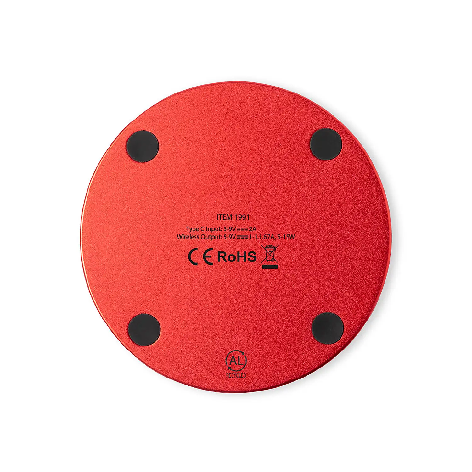 Cargador de aluminio, inalámbrico 15W carga rápida y cable tipo C.