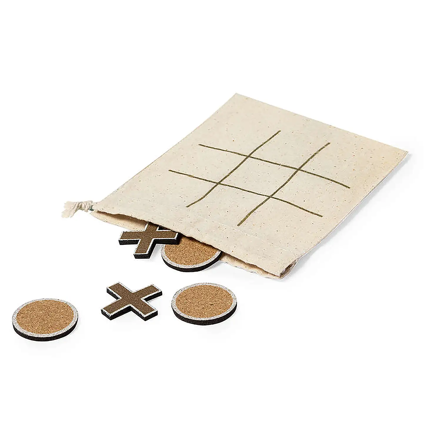 Juego tres en raya 10 piezas nature corcho .Funda Algodón