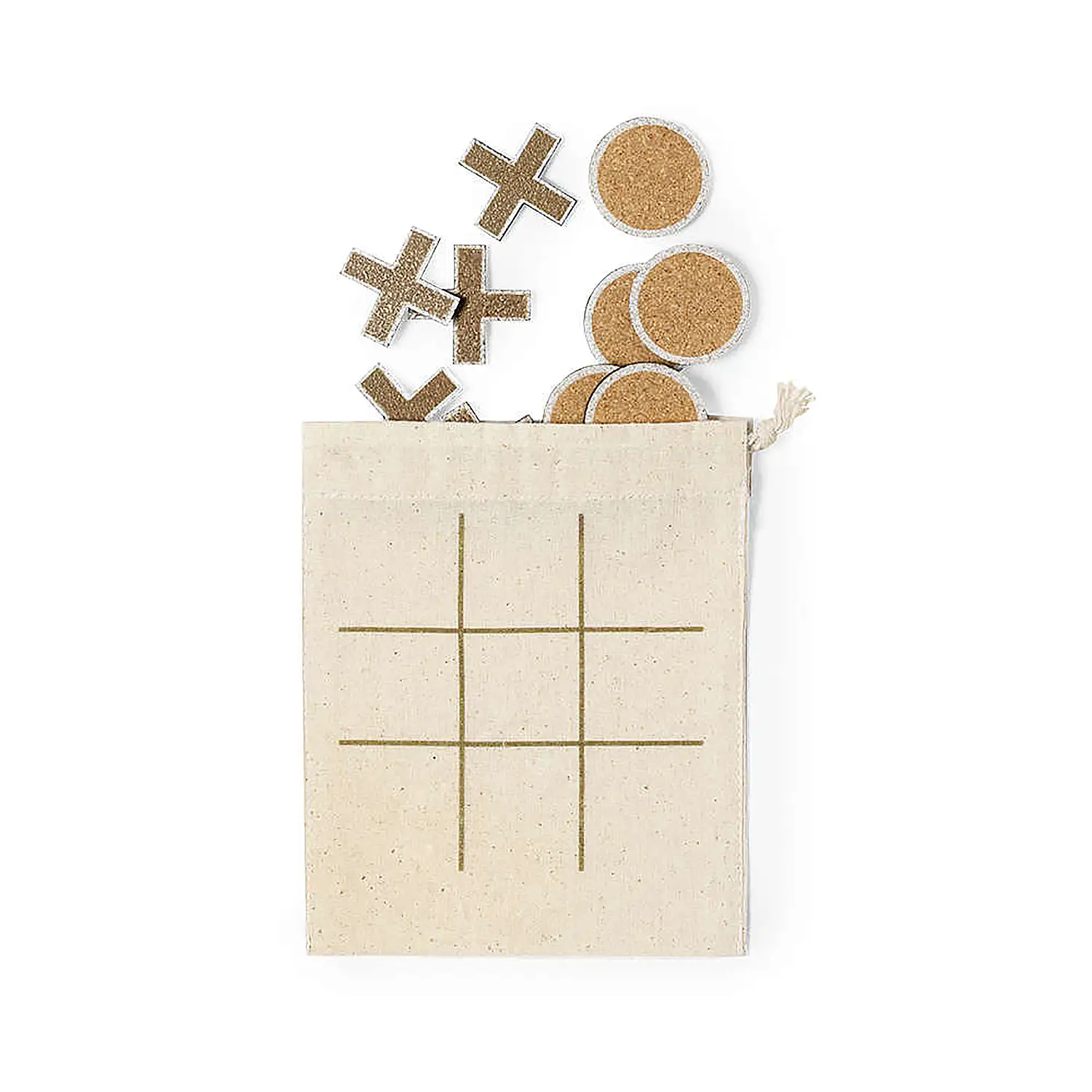 Juego tres en raya 10 piezas nature corcho .Funda Algodón