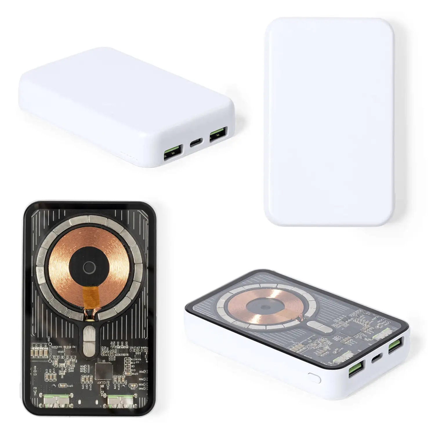 Powerbank  inalámbrico Bramson de 15W Magsafe magnético de 5.000 mAh. Salida USB-C + USB.