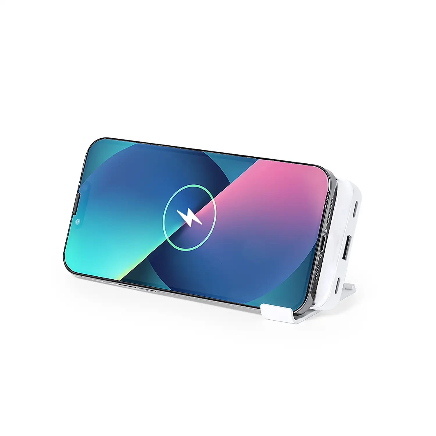 Power Bank Inalámbrico 15W. 5000 mAh. 1 Salida USB y 2 Tipo C. 2 Entradas Tipo C