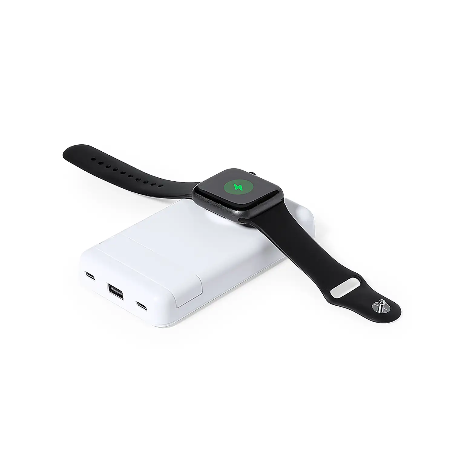 Power Bank Inalámbrico 15W. 5000 mAh. 1 Salida USB y 2 Tipo C. 2 Entradas Tipo C