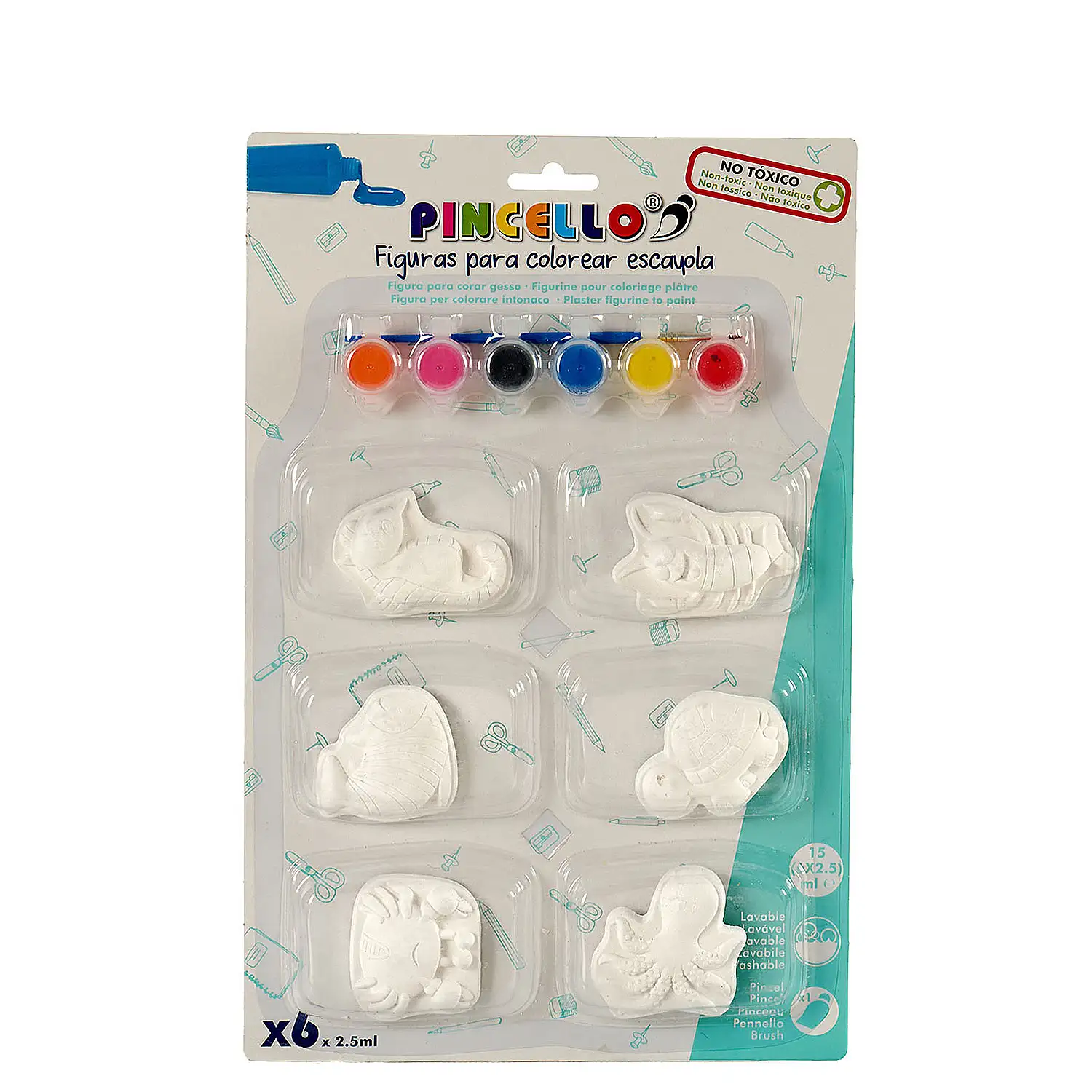 Juego de manualidades. Set pintar animales escayola. Kit