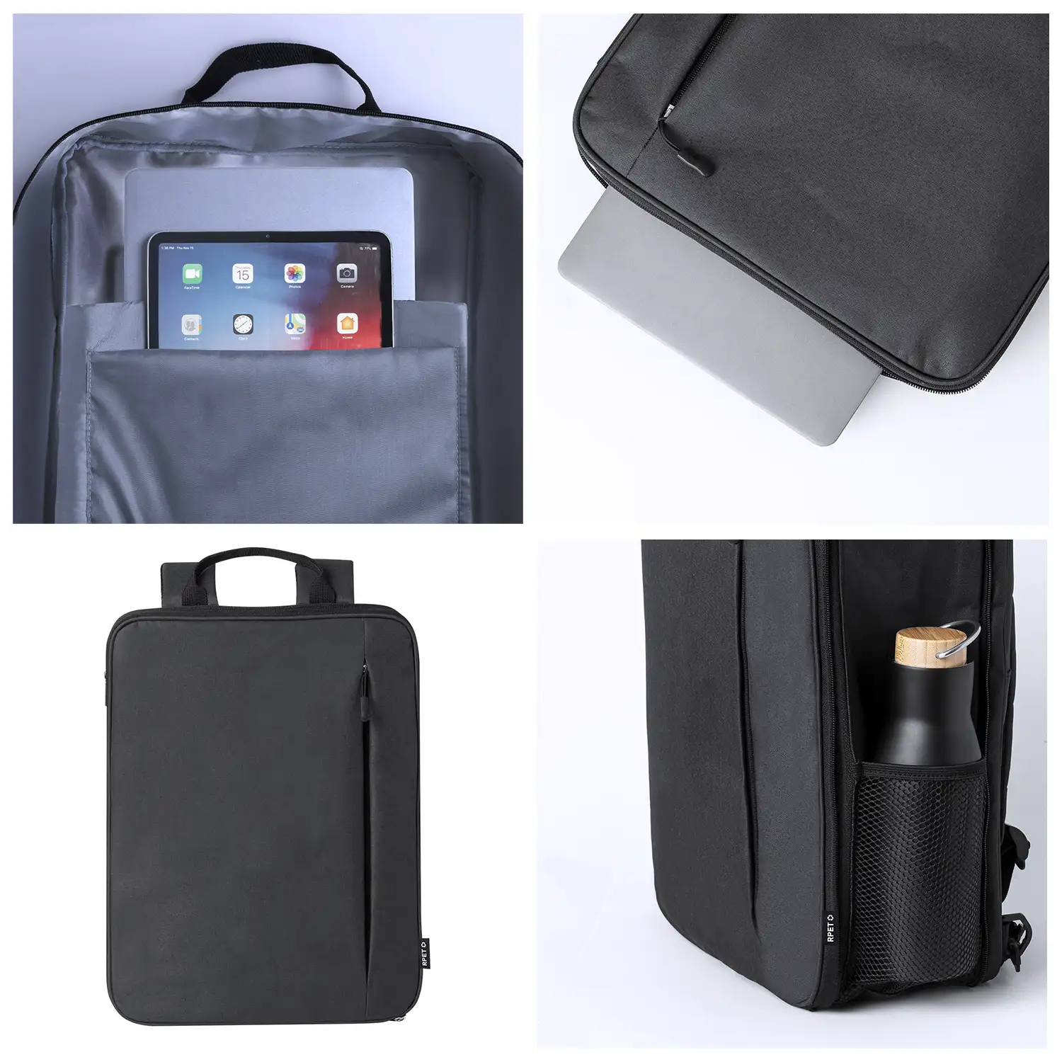 Mochila extensible Weiter porta laptop, para tablet de 10 pulgadas y portátil de 15 pulgadas. Materiales reciclados.