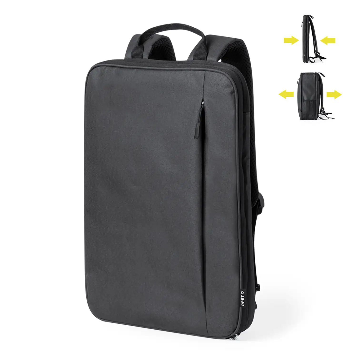 Mochila extensible Weiter porta laptop, para tablet de 10 pulgadas y portátil de 15 pulgadas. Materiales reciclados.