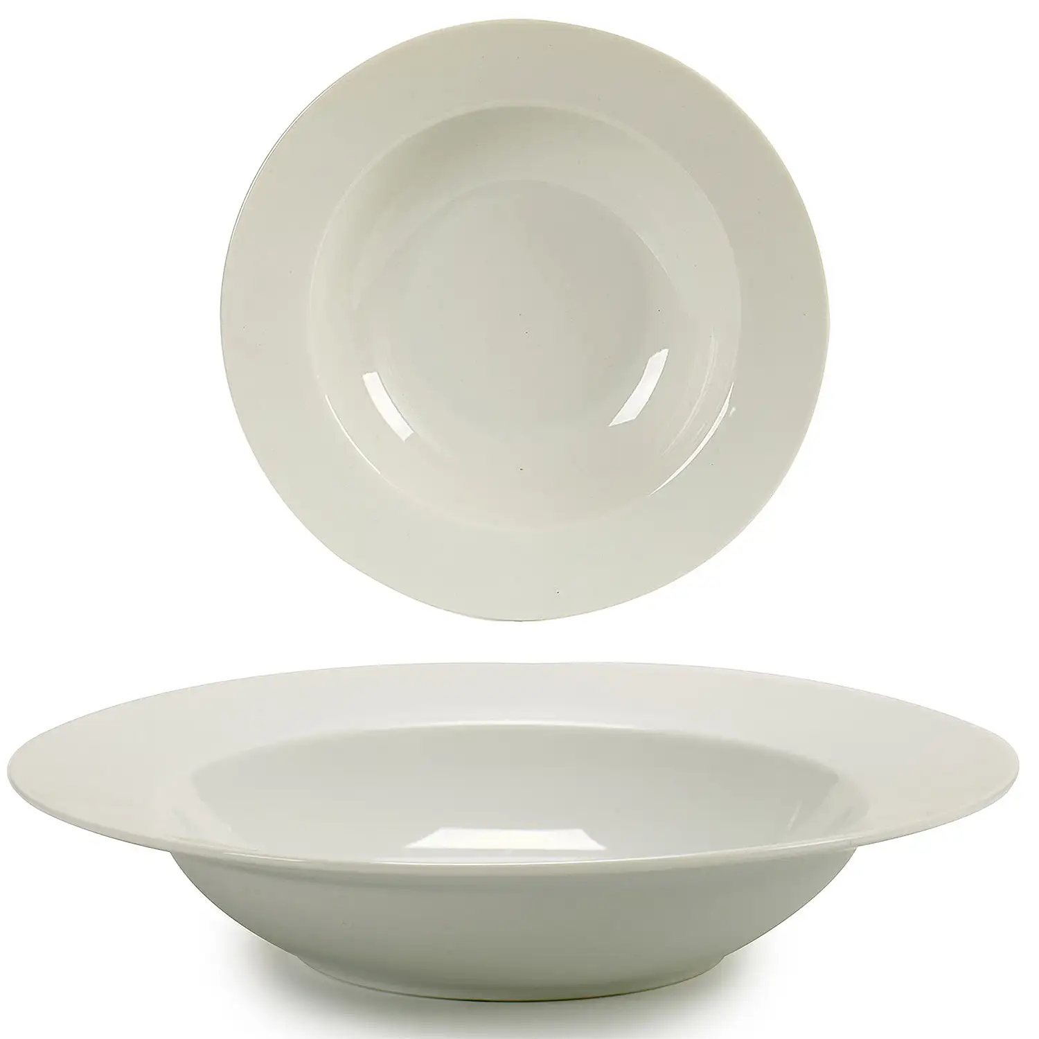 Set de 6 platos hondos de porcelana. 23 cm.