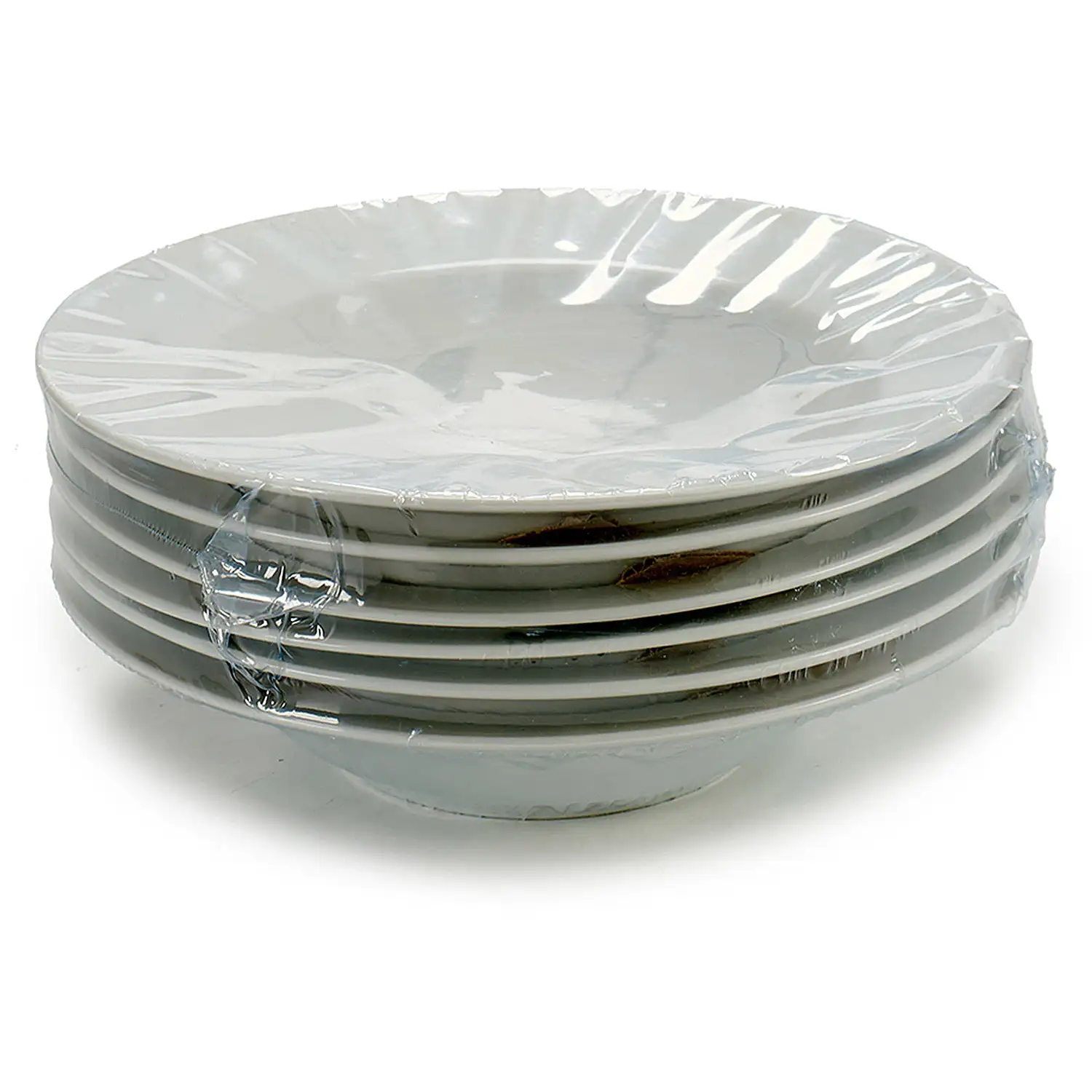 Set de 6 platos hondos de porcelana. 23 cm.