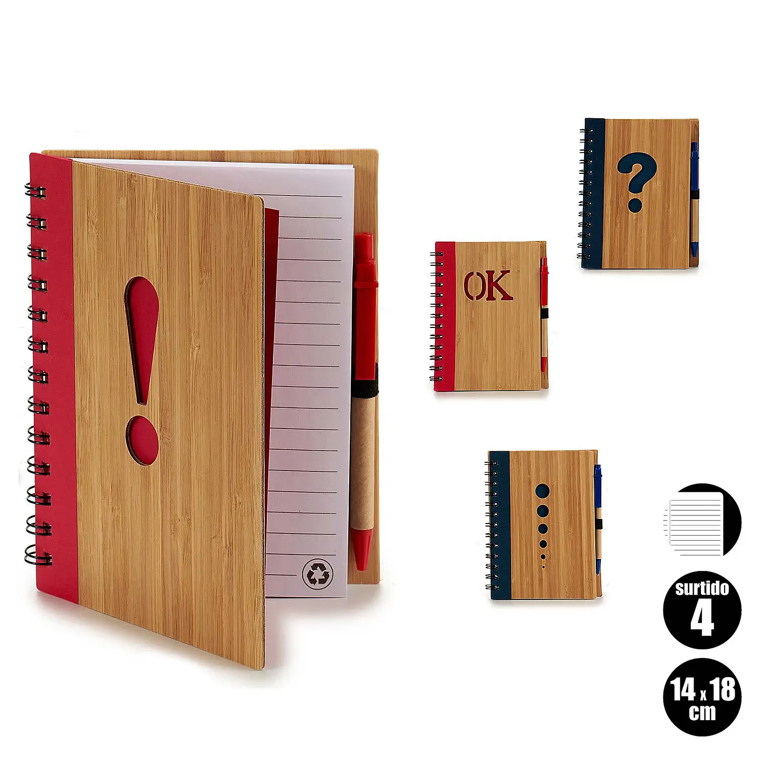 Pack 4 Libretas bambu 14x18cm simbolos s4 140 p