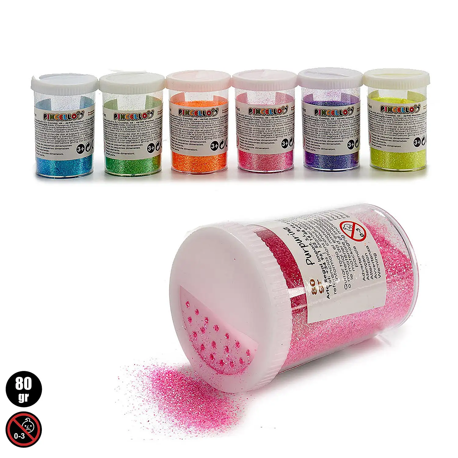 Bote de purpurina 80 g Colores aleatorios.