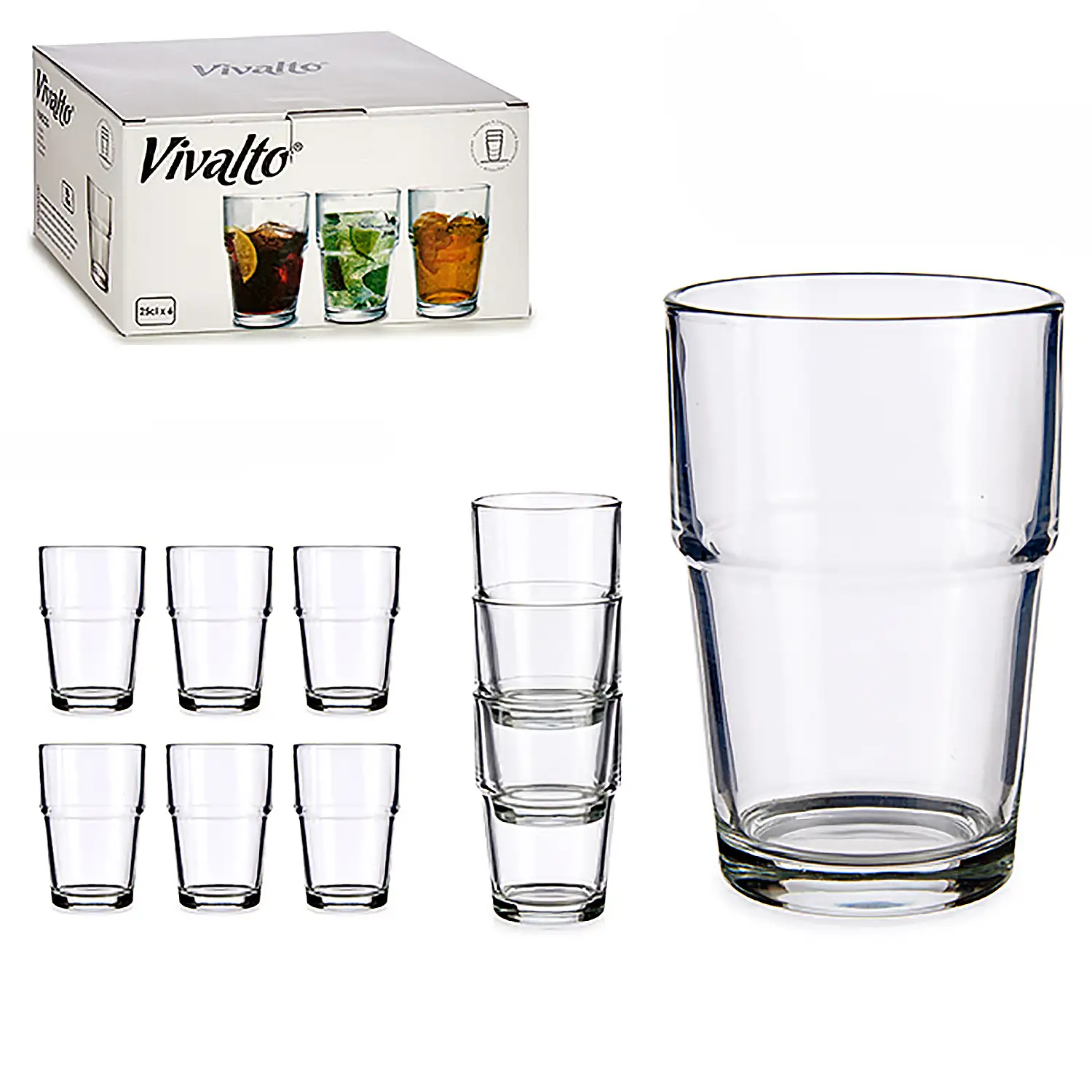 Set de 6 vasos apilables 25 cl.