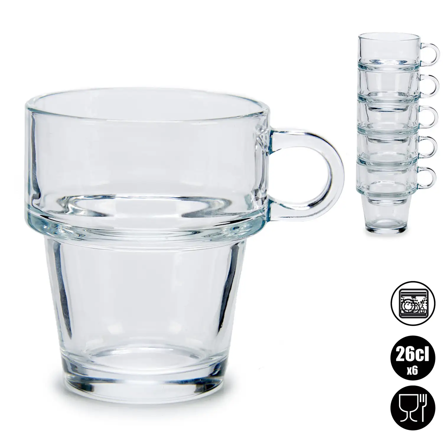 Set de 6 tazas apilables 26 cl.