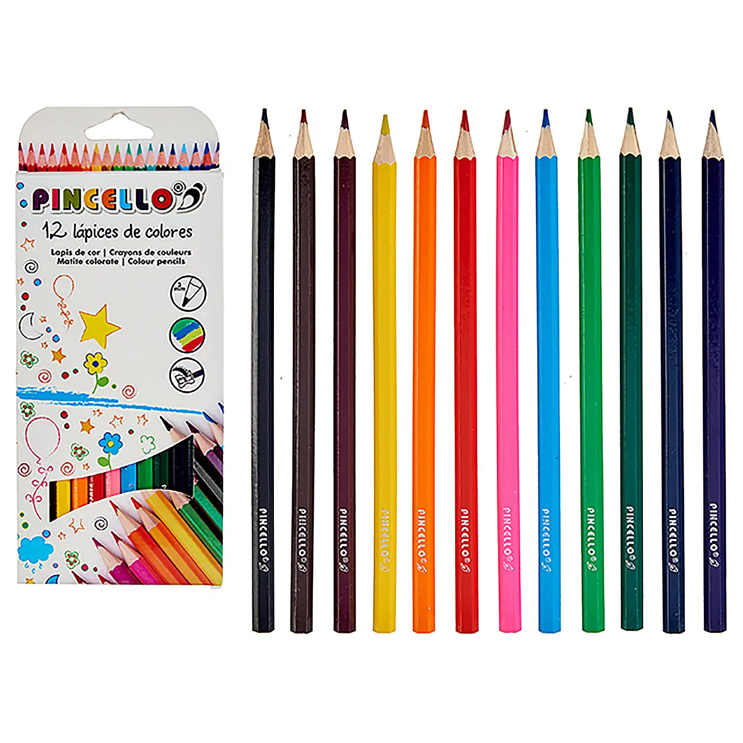 Set de 12 lápices de colores.