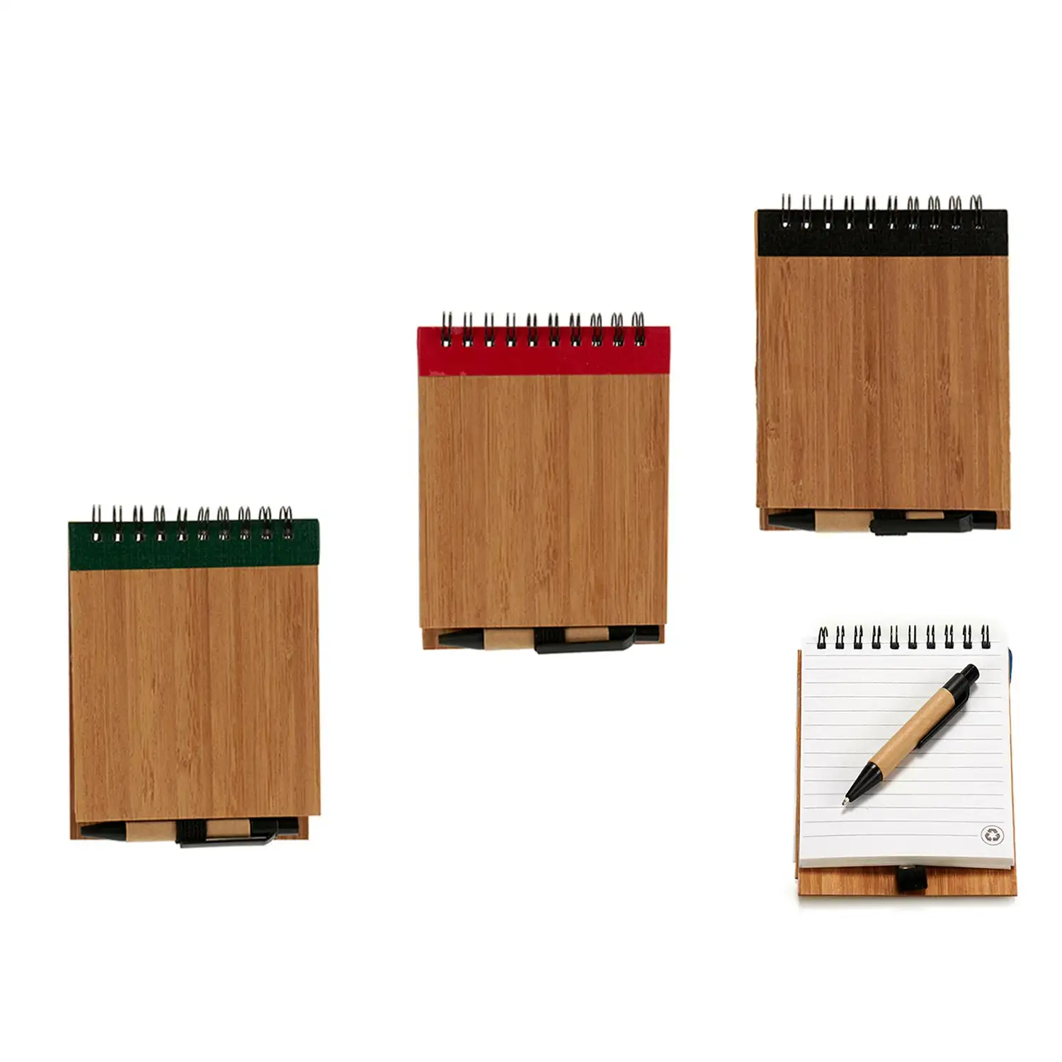 PACK 4 LIBRETAS BAMBU GOMA LISA Y BOLI 10X13CM SURTIDO 4 COLORES.