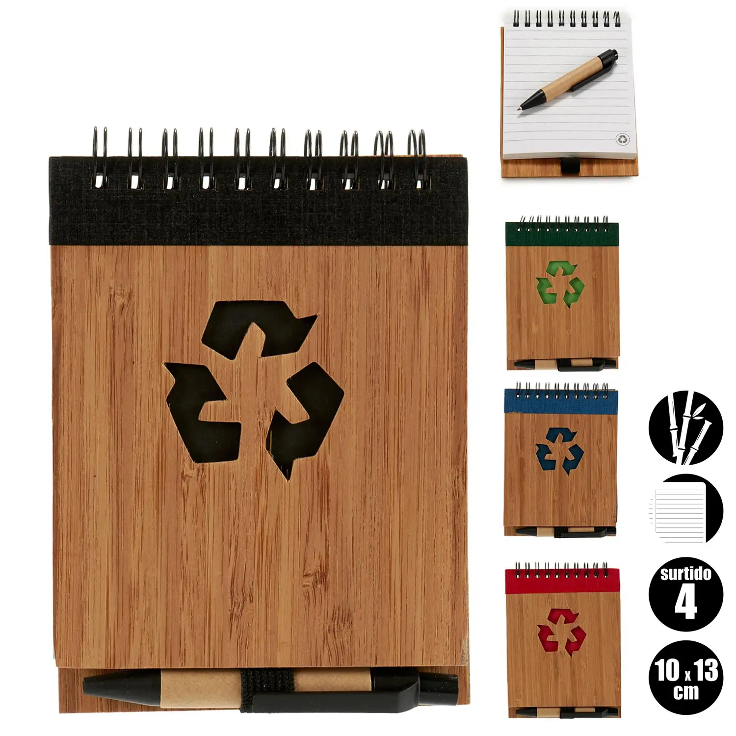 PACK 4 LIBRETAS BAMBU RECICL Y BOLI 10X13CM S4