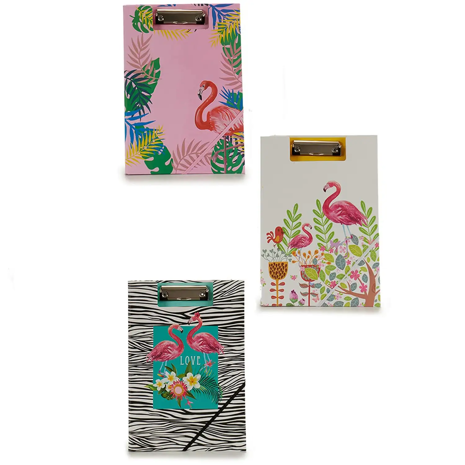 PACK 4 CARPETAS CON PINZA Y GOMA A4 FLAMENCOS S4