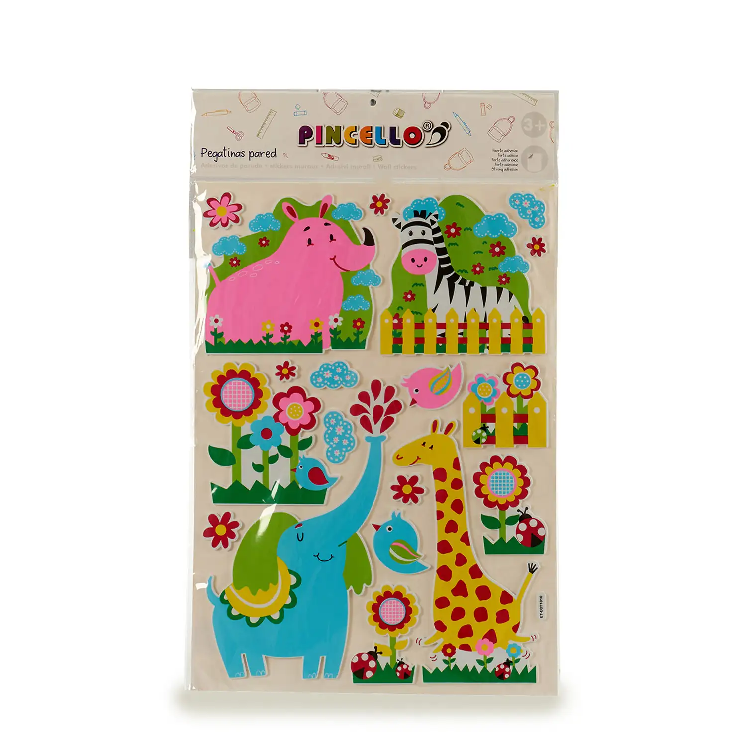 PACK 2 PEGATINAS PARED 83X51CM SURT ANIMALES