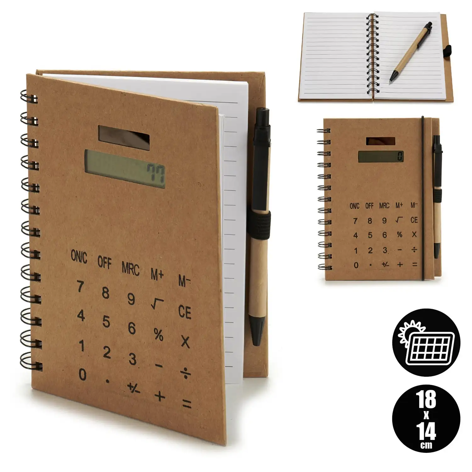 Cuaderno calculadora con bolígrafo 14 cm.