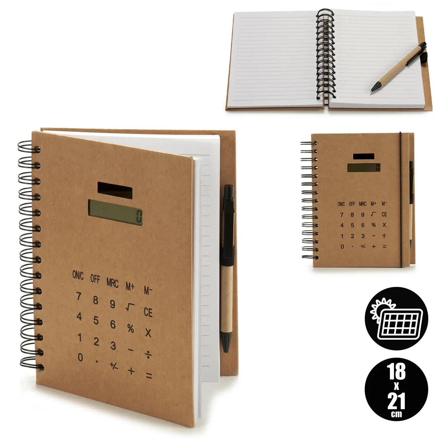 Cuaderno calculadora con bolígrafo 21 cm.