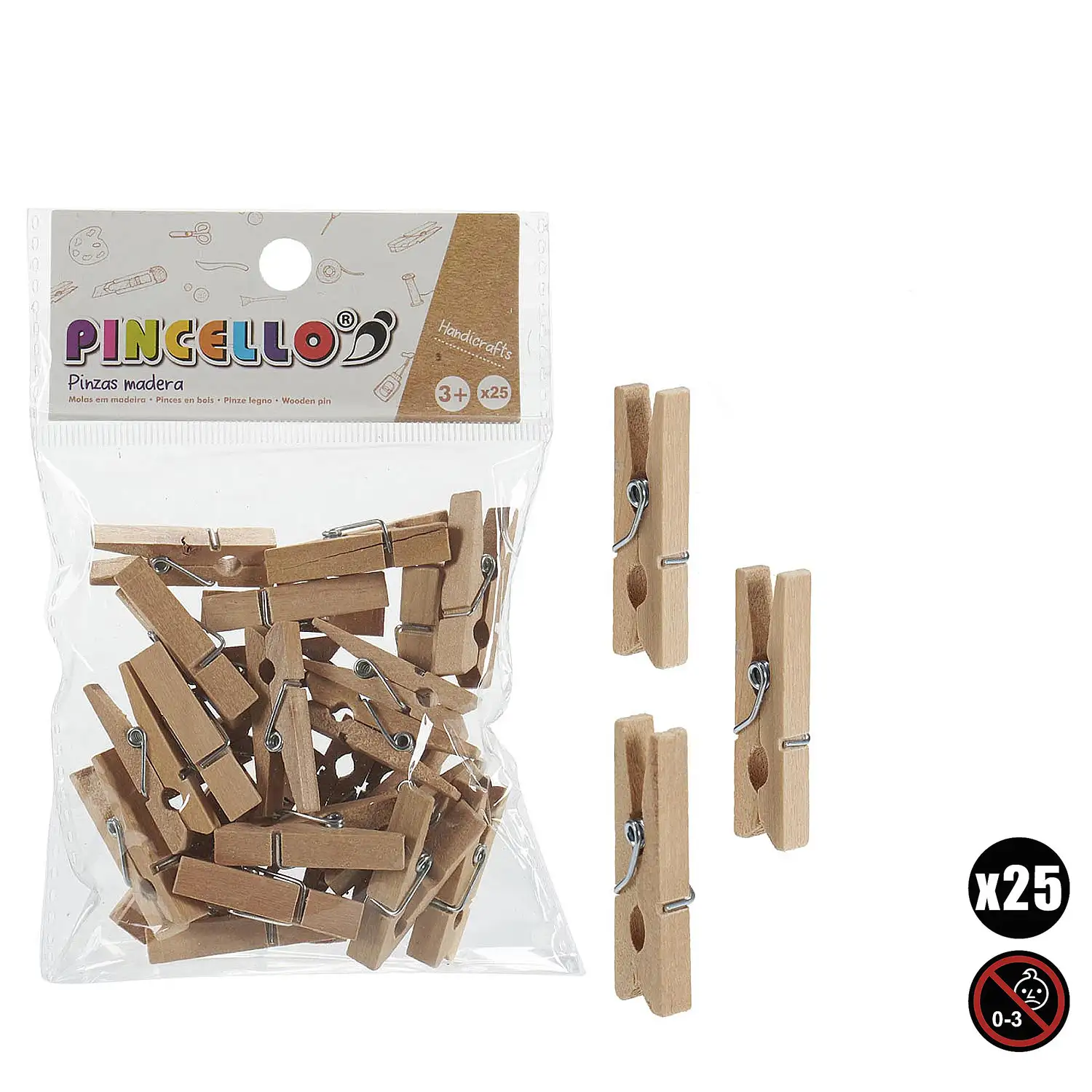 Set de 25 pinzas para manualidades.