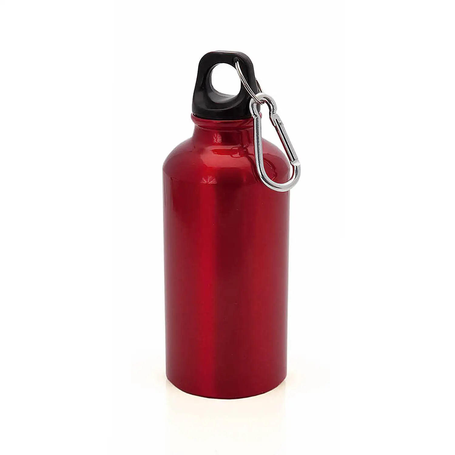 Bidón aluminio 400 ml con tapón seguridad y mosquetón