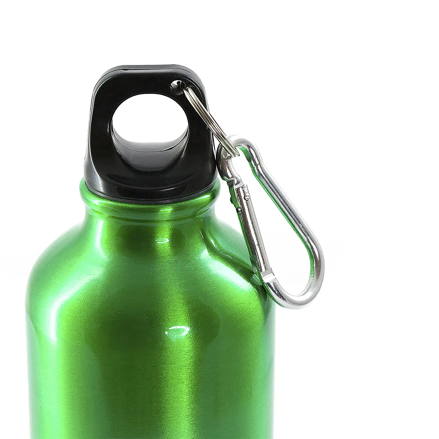 Bidón aluminio 400 ml con tapón seguridad y mosquetón