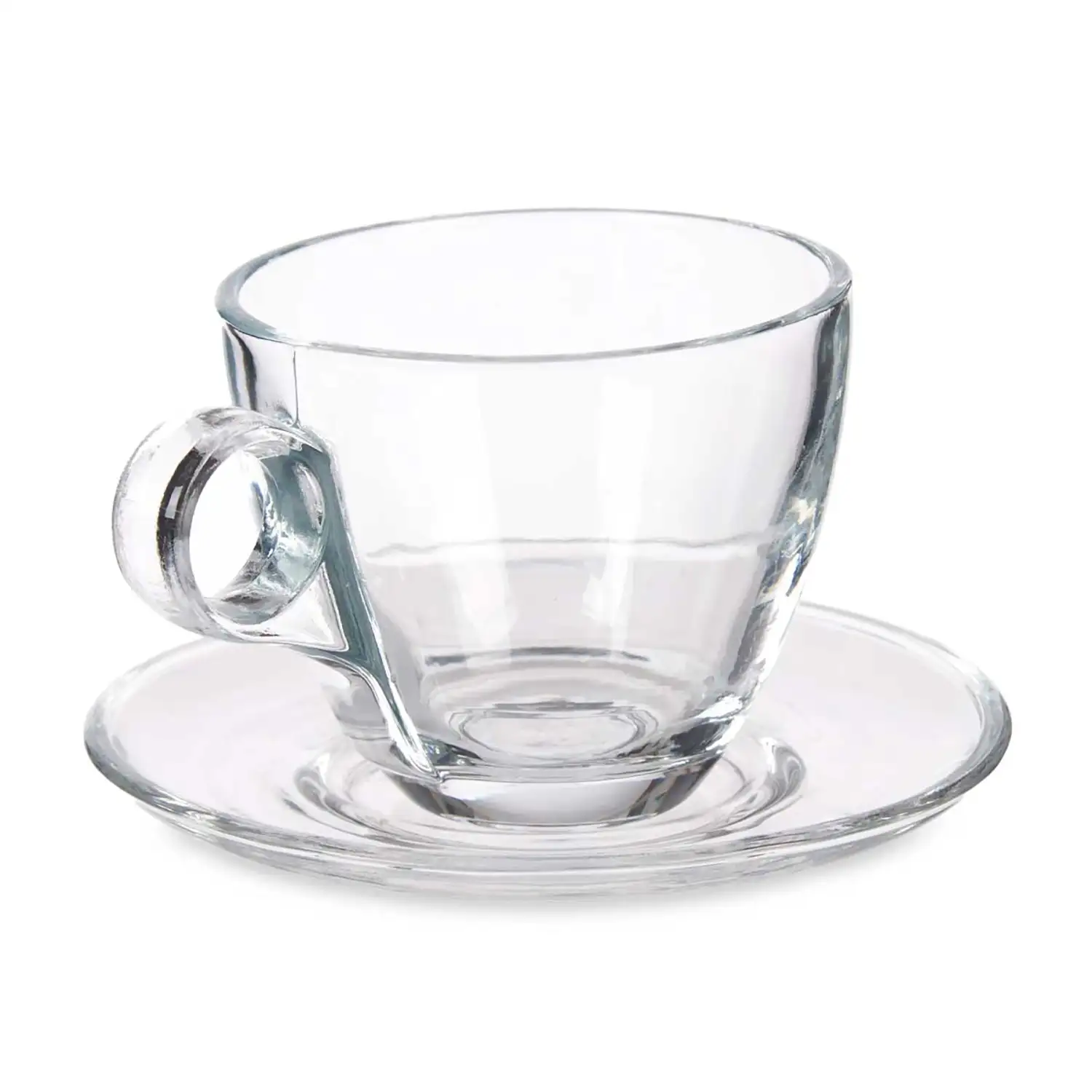 PACK 6 TAZAS VIDRIO CAFE 170ML CON PLATO