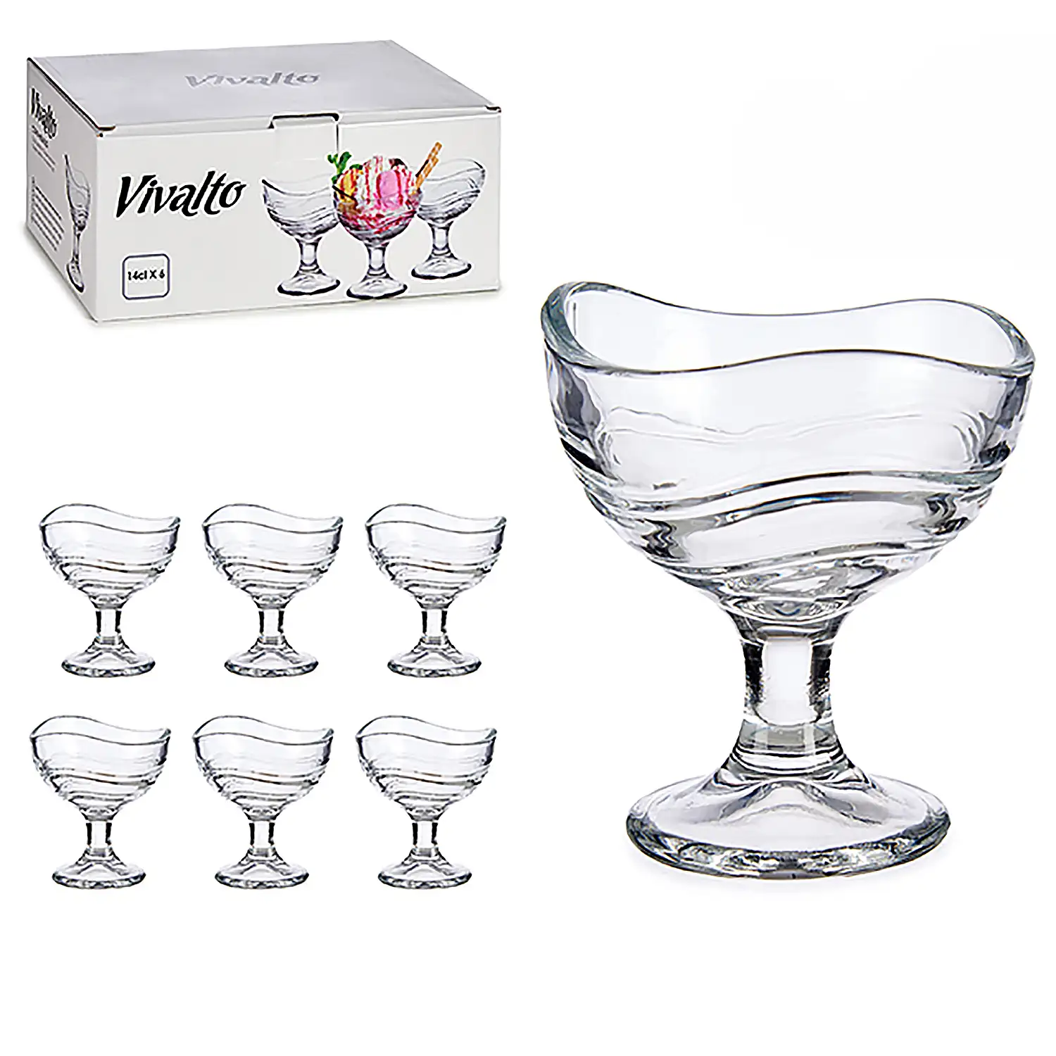 Set de 6 copas para helado 13,5 cl.