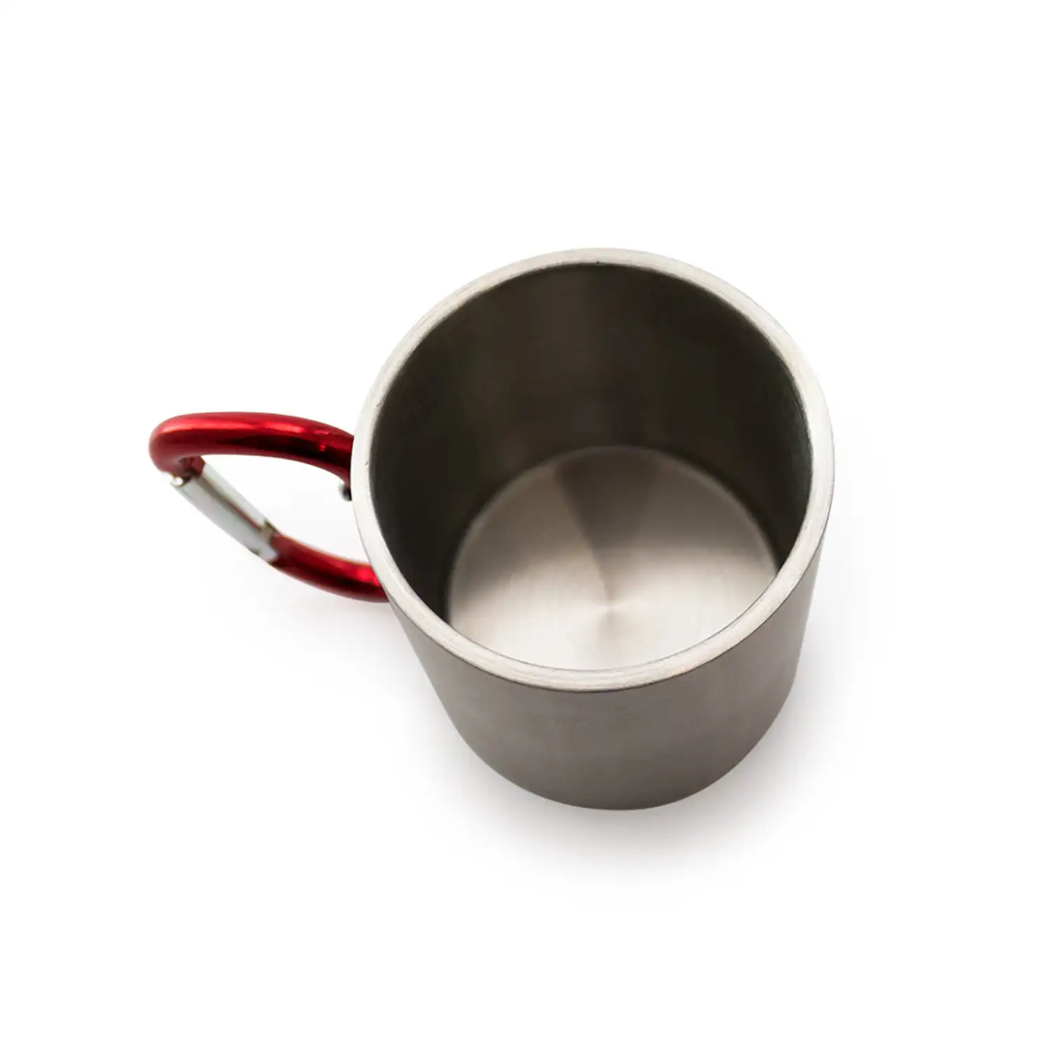 Taza acero inox pequeña 210 ml con asa mosquetón.
