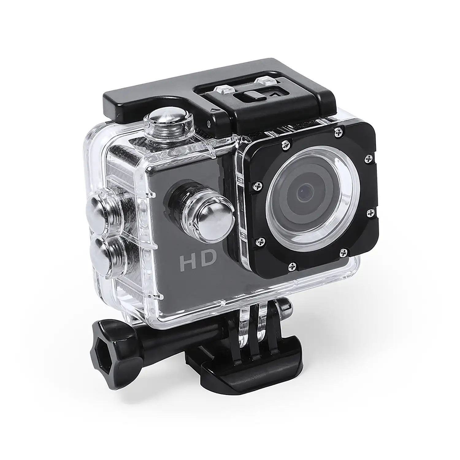 Cámara deportiva Komir HD720P con 12 mpx, pantalla 2 pulgadas y 14 accesorios.
