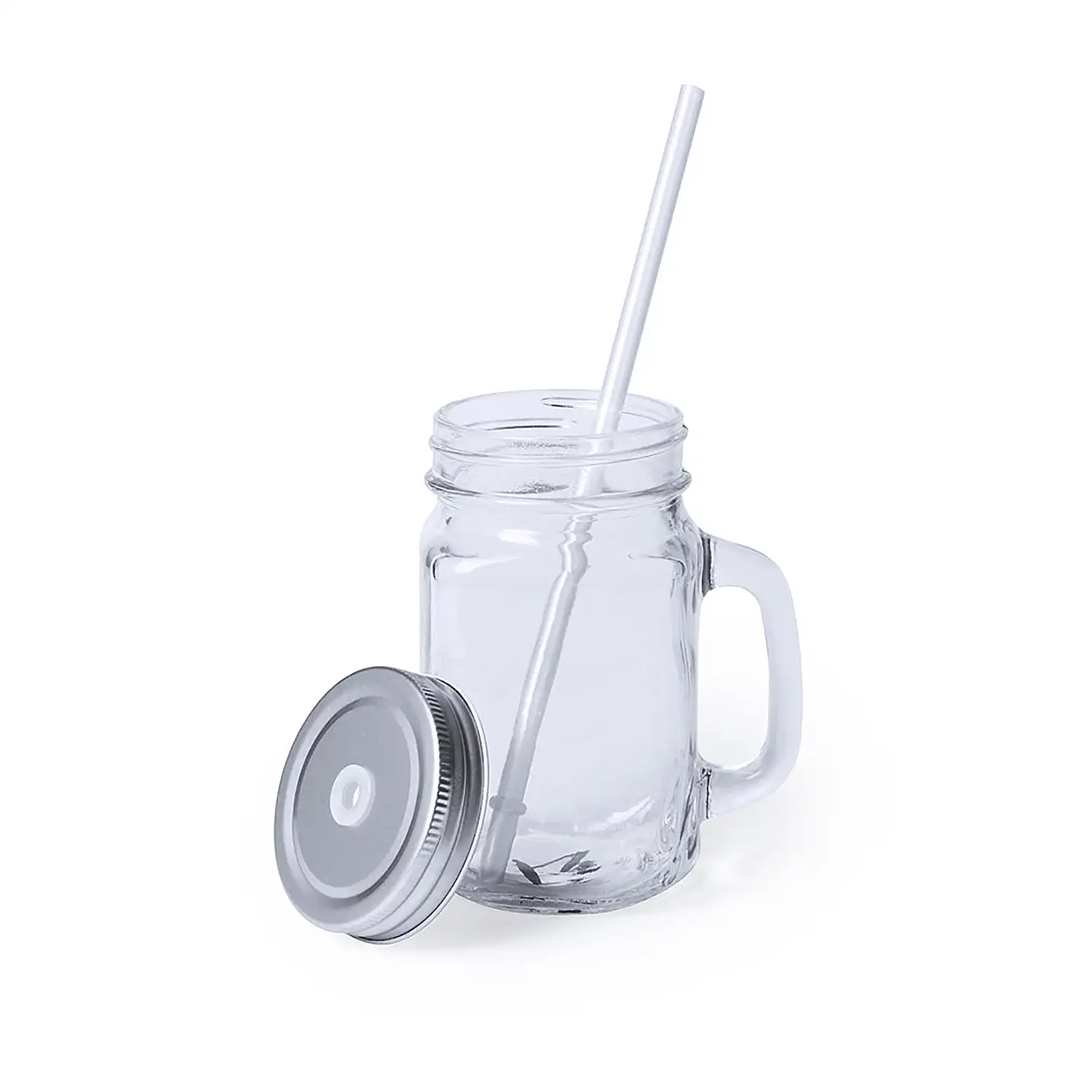 Tarro cristal con pajita de 500 ml