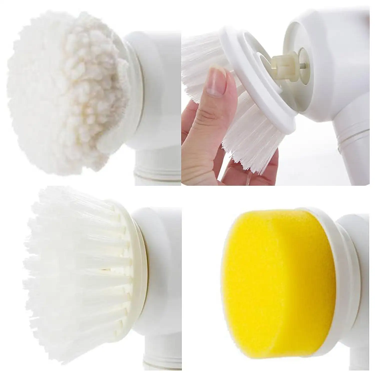 Cepillo de limpieza recargable con 3 cabezales diferentes.