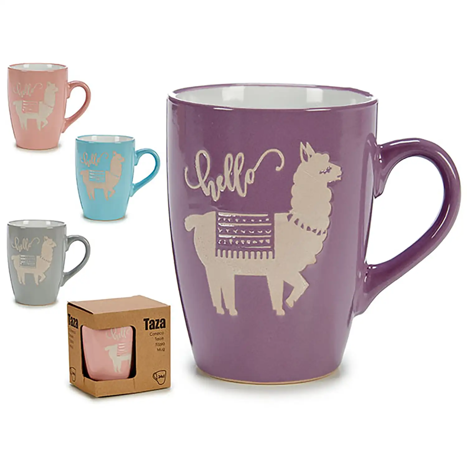 SET 4 TAZAS MUG LLAMA 4DISEÑOS SURT