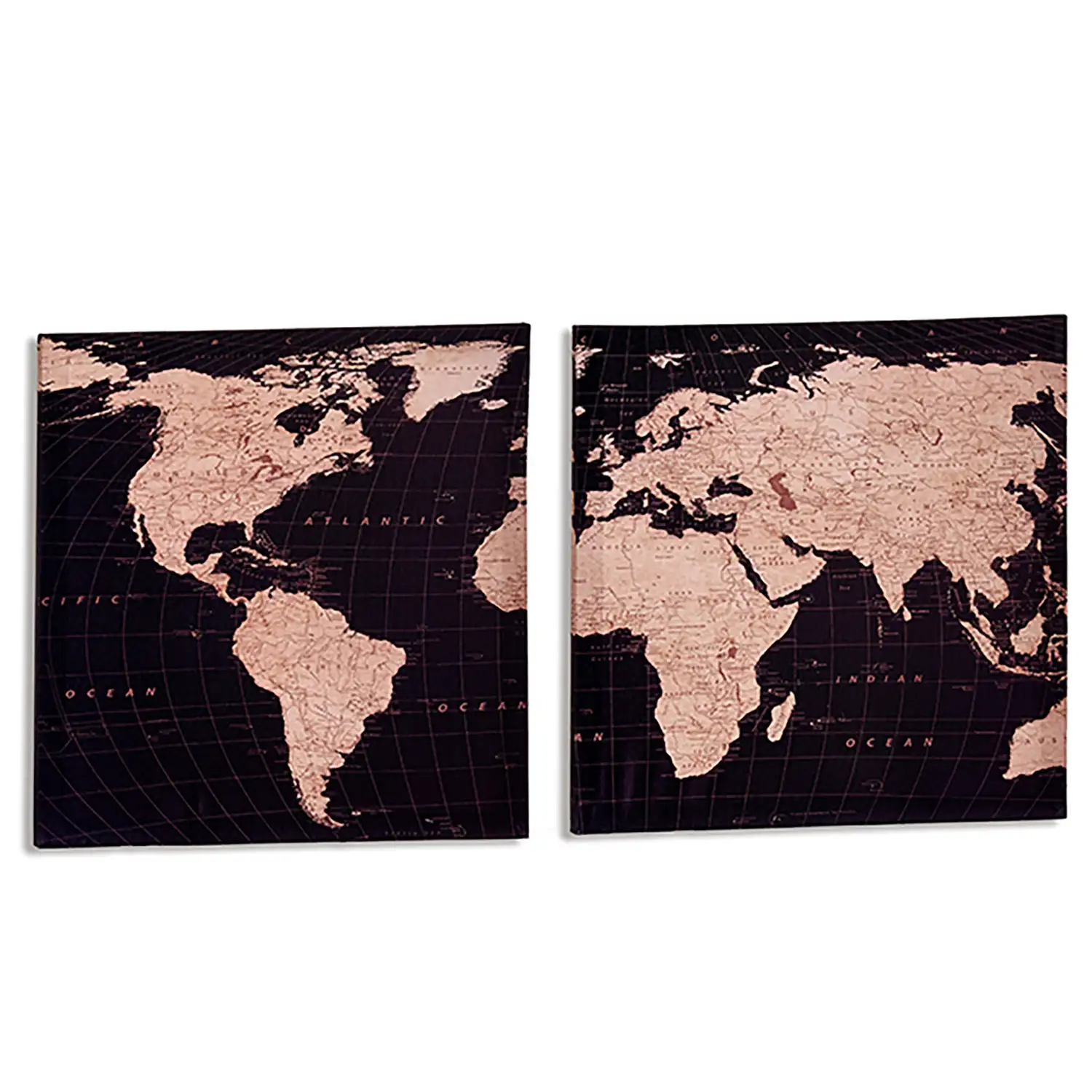 SET 2 LIENZOS 40X40 CM MAPA DEL MUNDO SURT 2