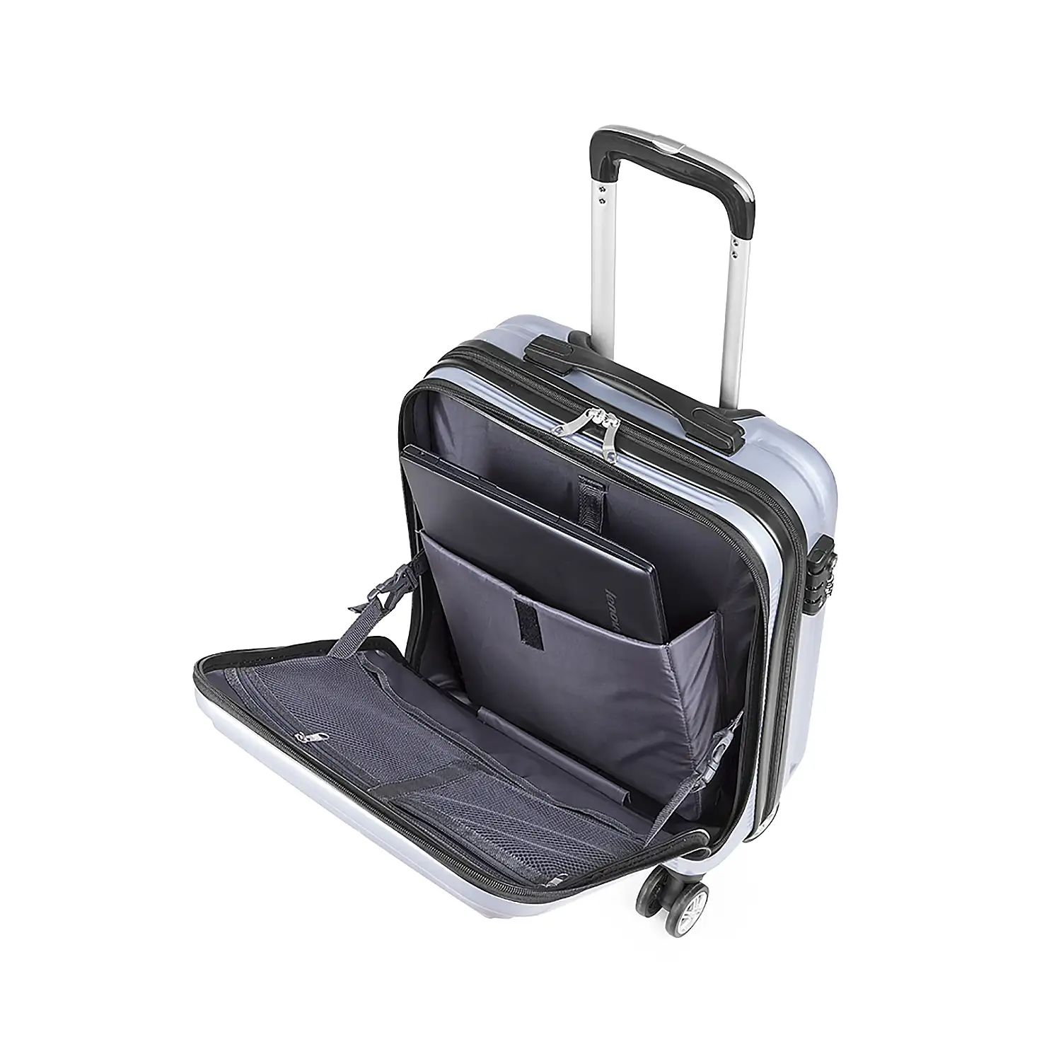 Trolley Rígido. 4 ruedas dobles giratorias. Bolsillo Acolchado para Portátil. Cierre Seguridad TSA