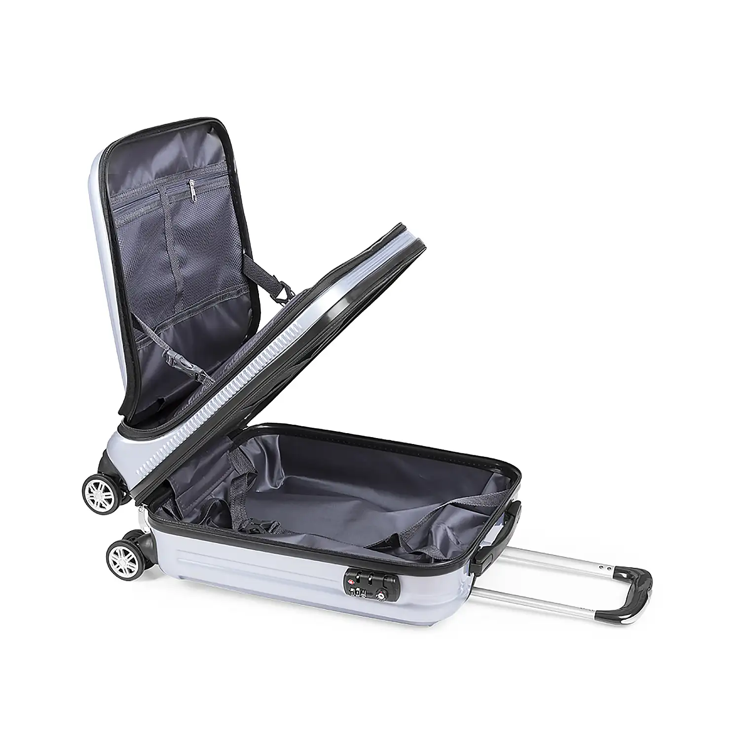 Trolley Rígido. 4 ruedas dobles giratorias. Bolsillo Acolchado para Portátil. Cierre Seguridad TSA