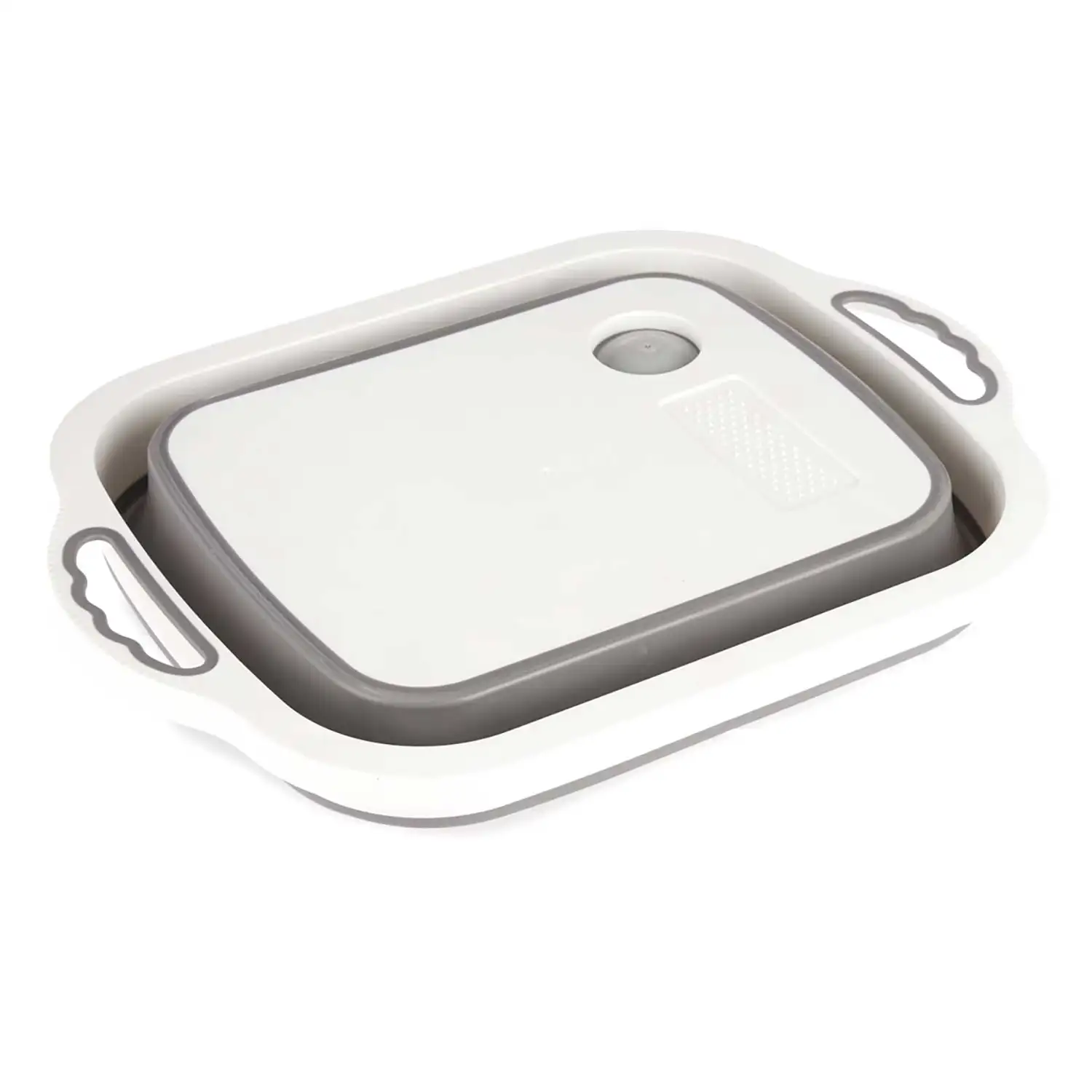 Tabla de cortar plegable con colador.